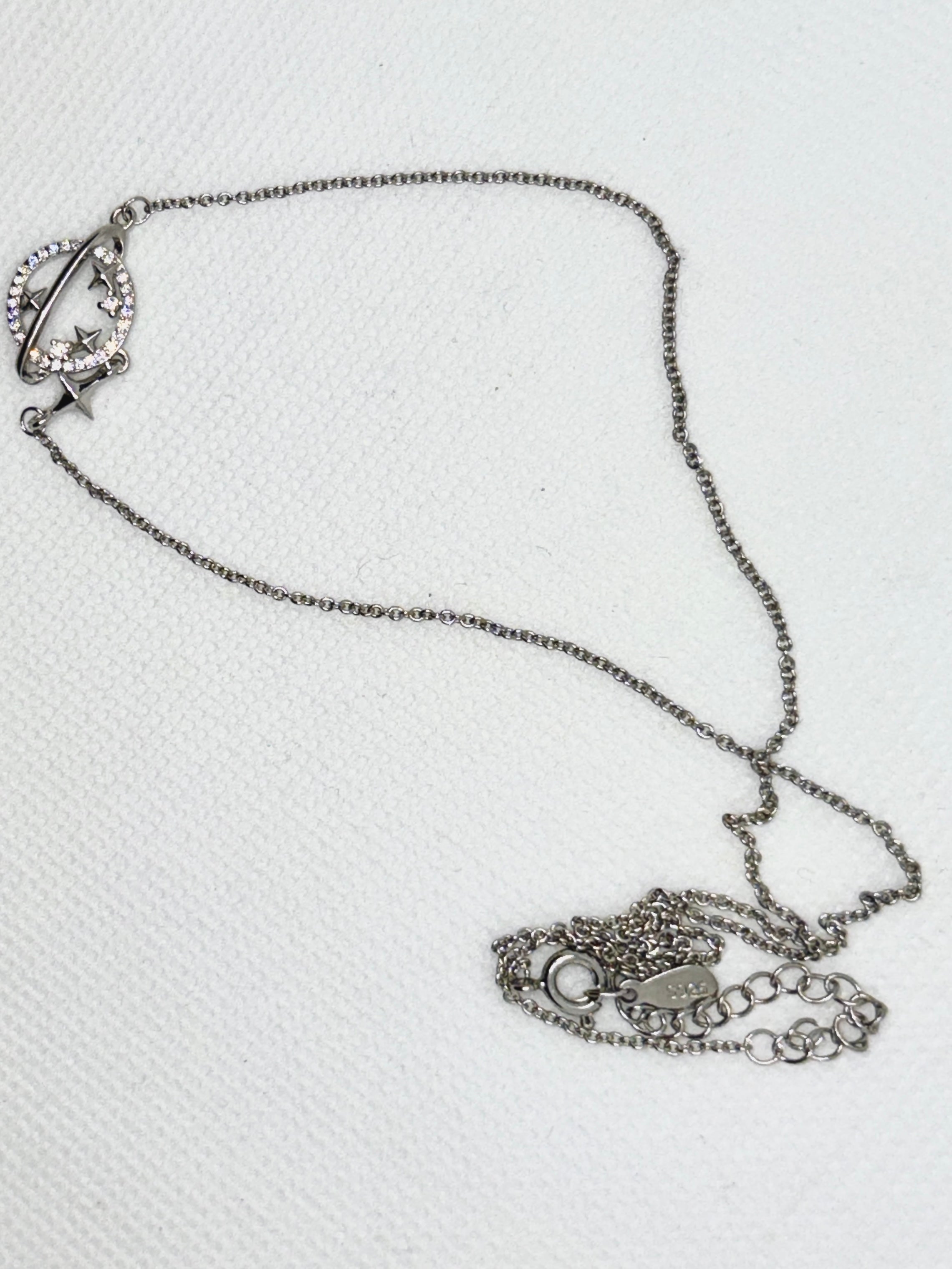 S925 Sterling Silver Planet Collection Star Zircon Pendant Necklace (40cm + 3.5cm) On Luxury Jewelry