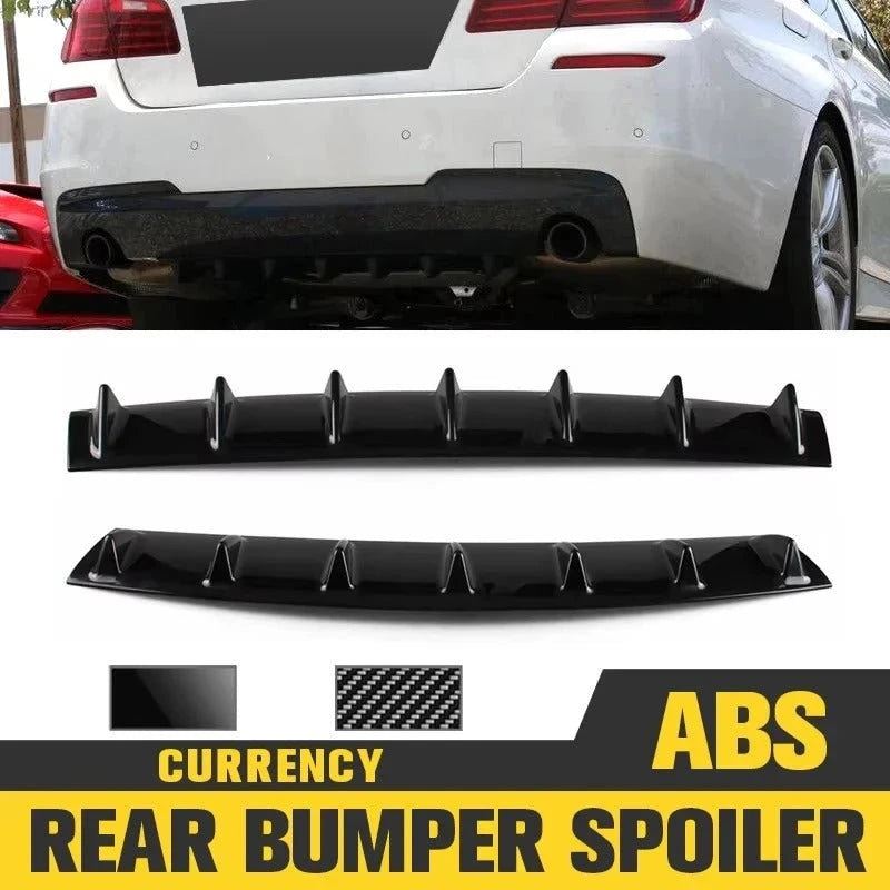 3pcs Universal Rear Bumper Spoiler Diffuser Gloss Black 7 Wing Shark Fin Style Lower Body Lip Trust Media 365 rear bumper diffuser TRUST 365 Media