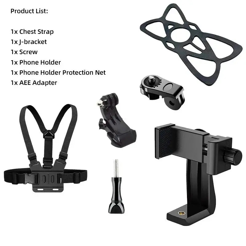 6 in 1 Phone Mount Holder Chest Strap Action Camera Kit For GoPro Hero 13 12 Insta360 For iPhone Samsung Huawei Accessories Set Generic