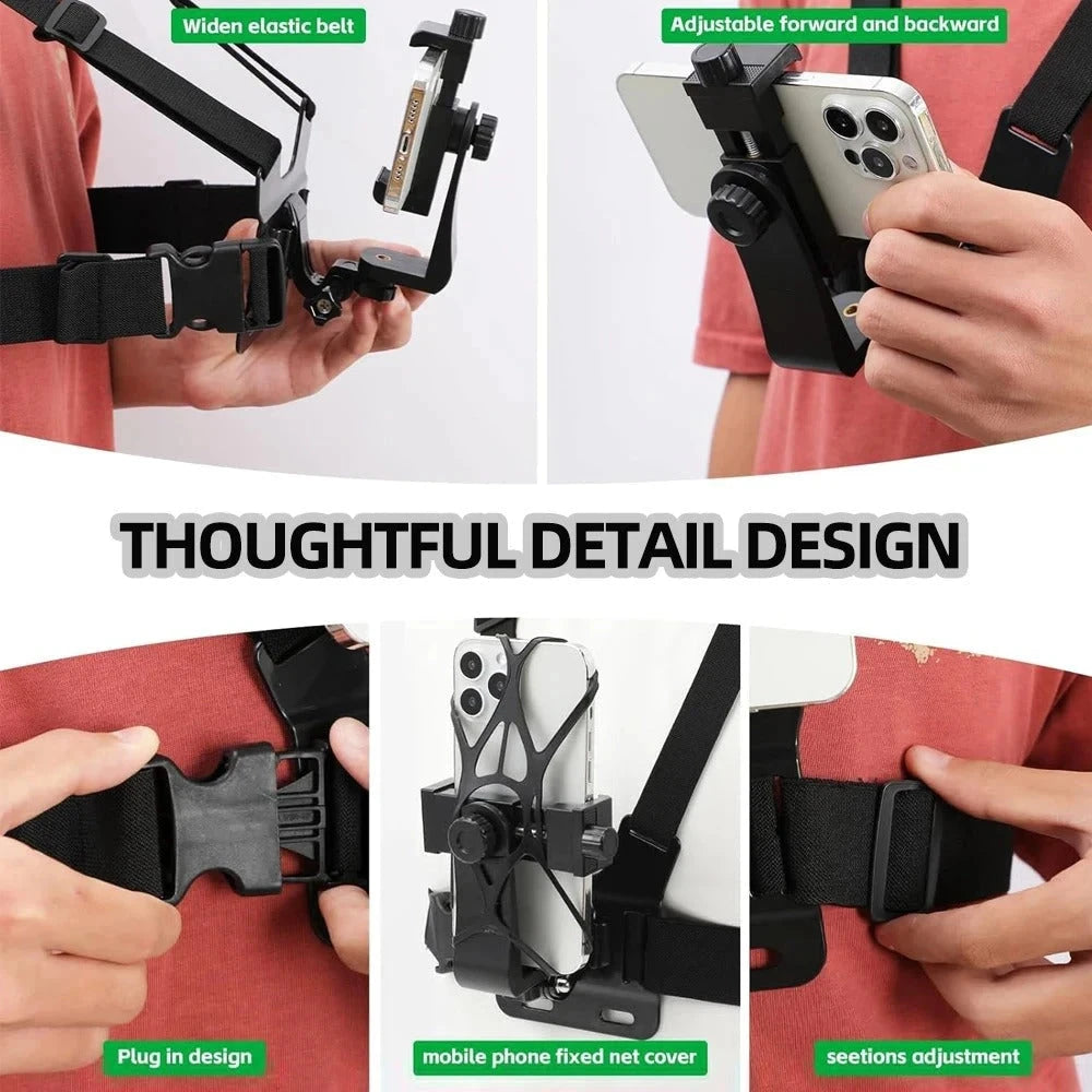 6 in 1 Phone Mount Holder Chest Strap Action Camera Kit For GoPro Hero 13 12 Insta360 For iPhone Samsung Huawei Accessories Set Trust Media 365 chest mount strap TRUST 365 Media