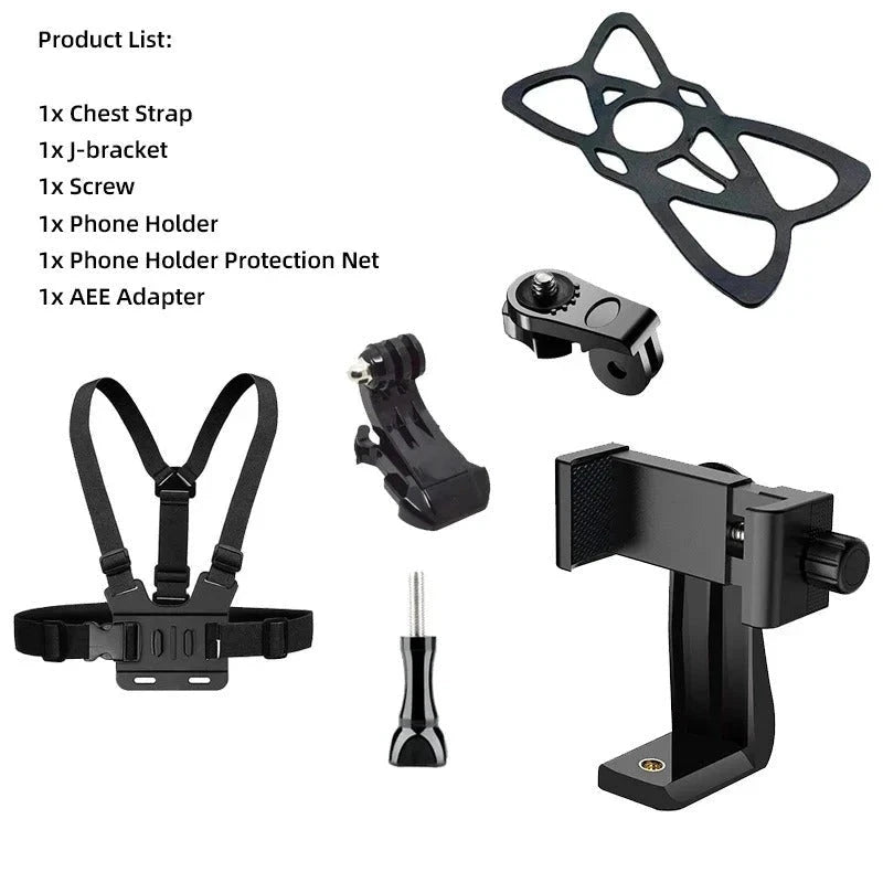 6 in 1 Phone Mount Holder Chest Strap Action Camera Kit For GoPro Hero 13 12 Insta360 For iPhone Samsung Huawei Accessories Set Trust Media 365 chest mount strap TRUST 365 Media