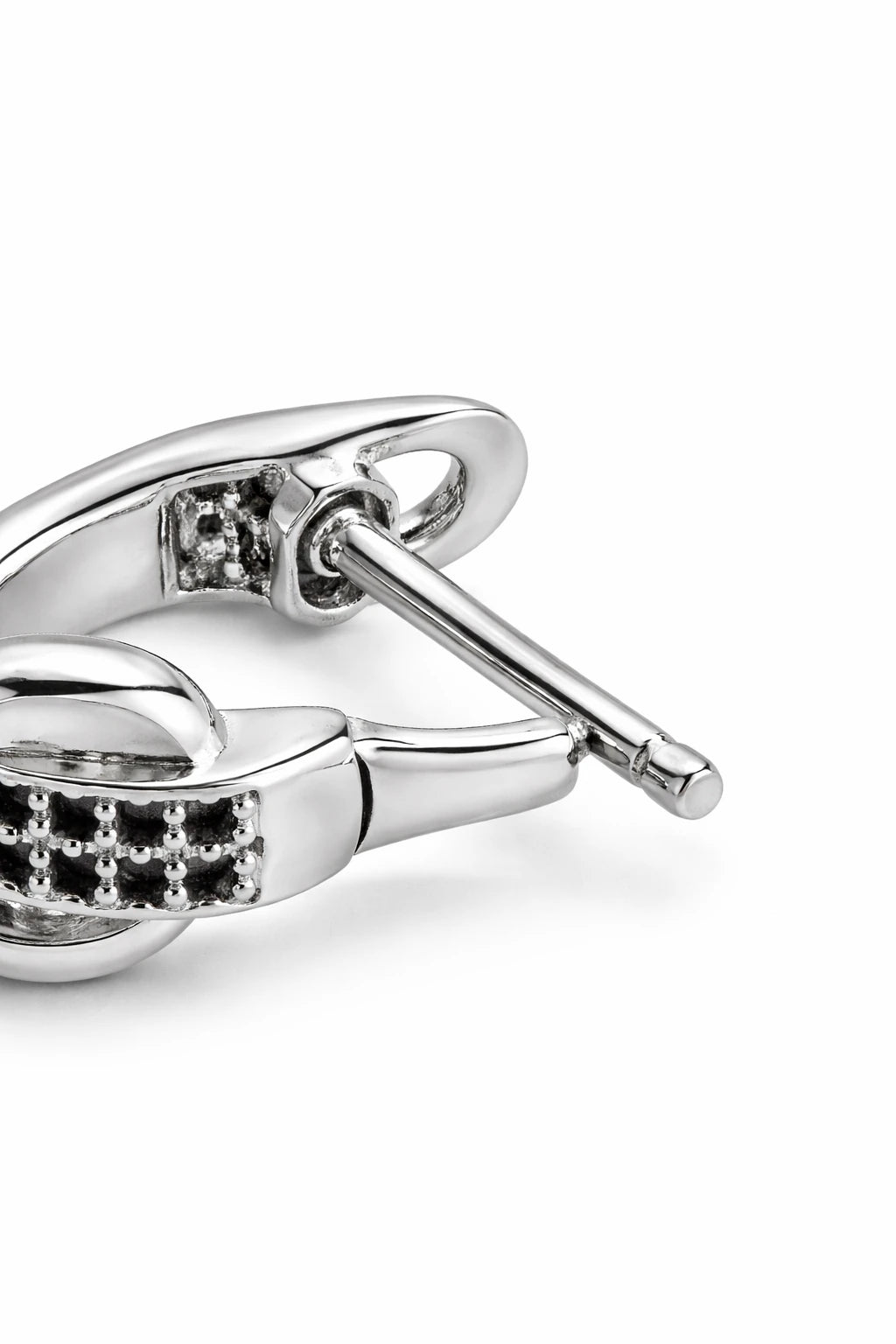 Black Rhinestone Infinity Leverback Hoop Earrings, Silver-Tone