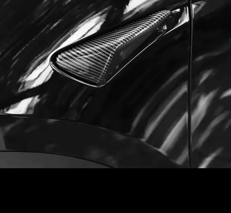 ABS Carbon Pattern Side Camera Cover For Tesla Model 3 Highland 2024 Model Y Juniper 2025 ABS Leaf Board Sticker Accessories Trust Media 365 tesla side camera protectors TRUST 365 Media