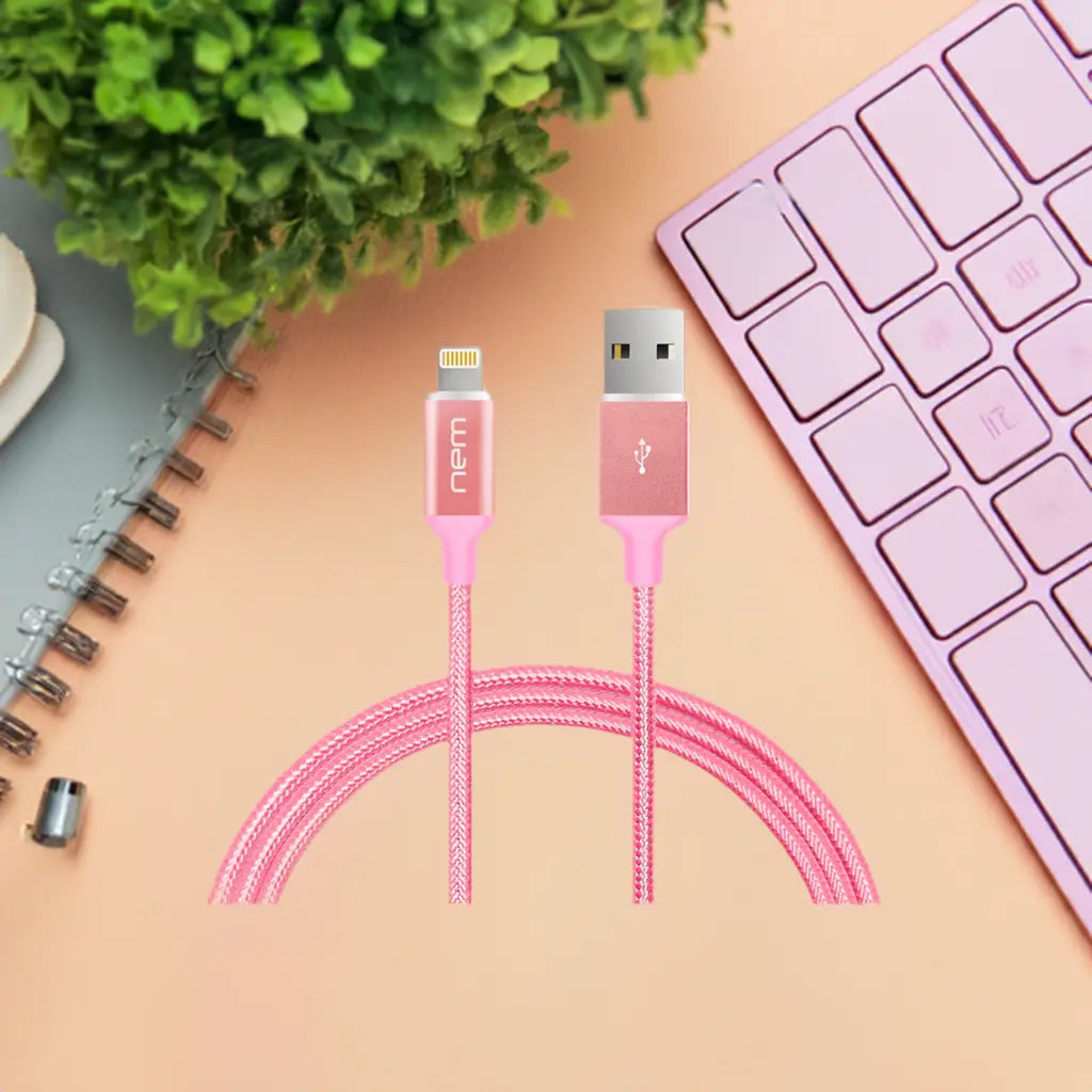 Apple MFi Certified Nylon Braided Lightning Cable 4Ft. RoseG Generic