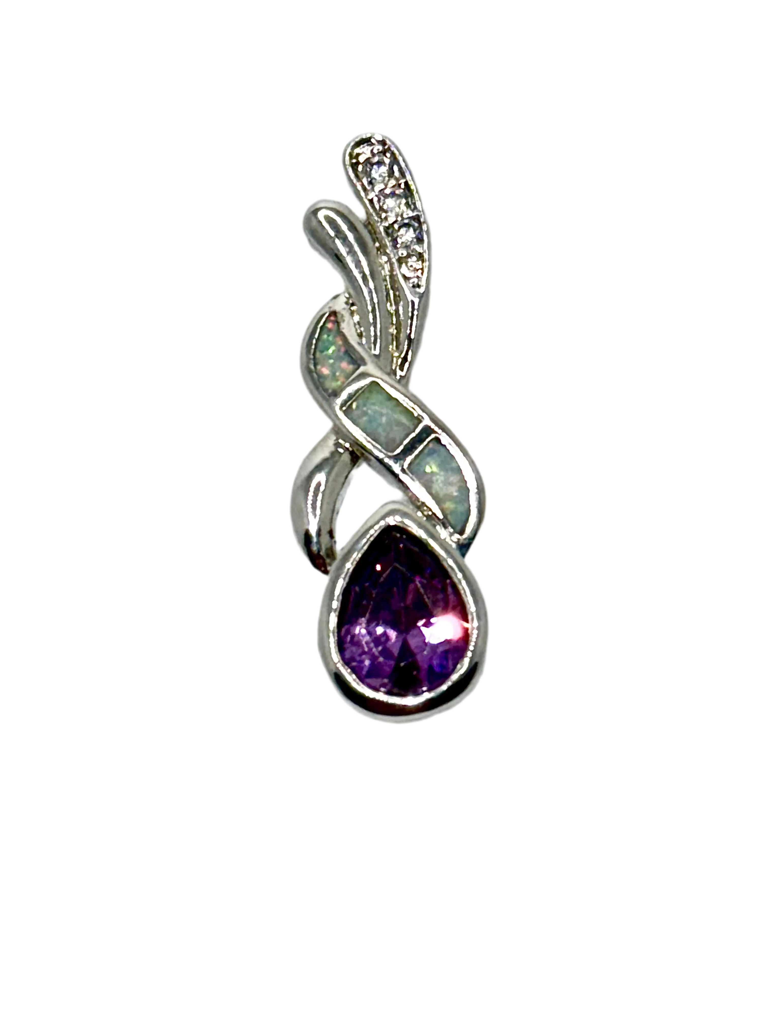 Boho Water Drop Earrings – Purple Crystal & Imitation Blue Fire Opal Studs Generic