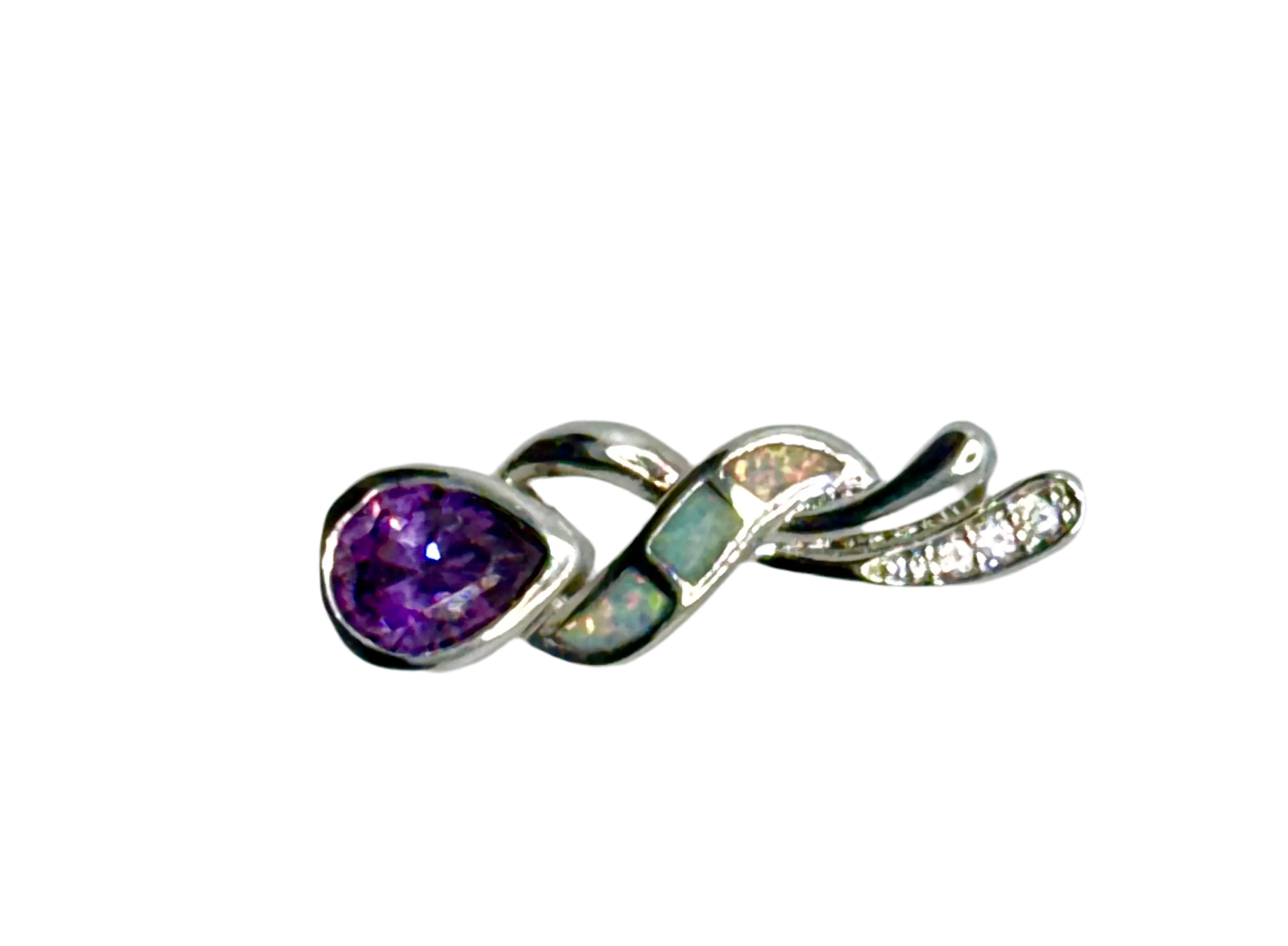 Boho Water Drop Earrings – Purple Crystal & Imitation Blue Fire Opal Studs Generic