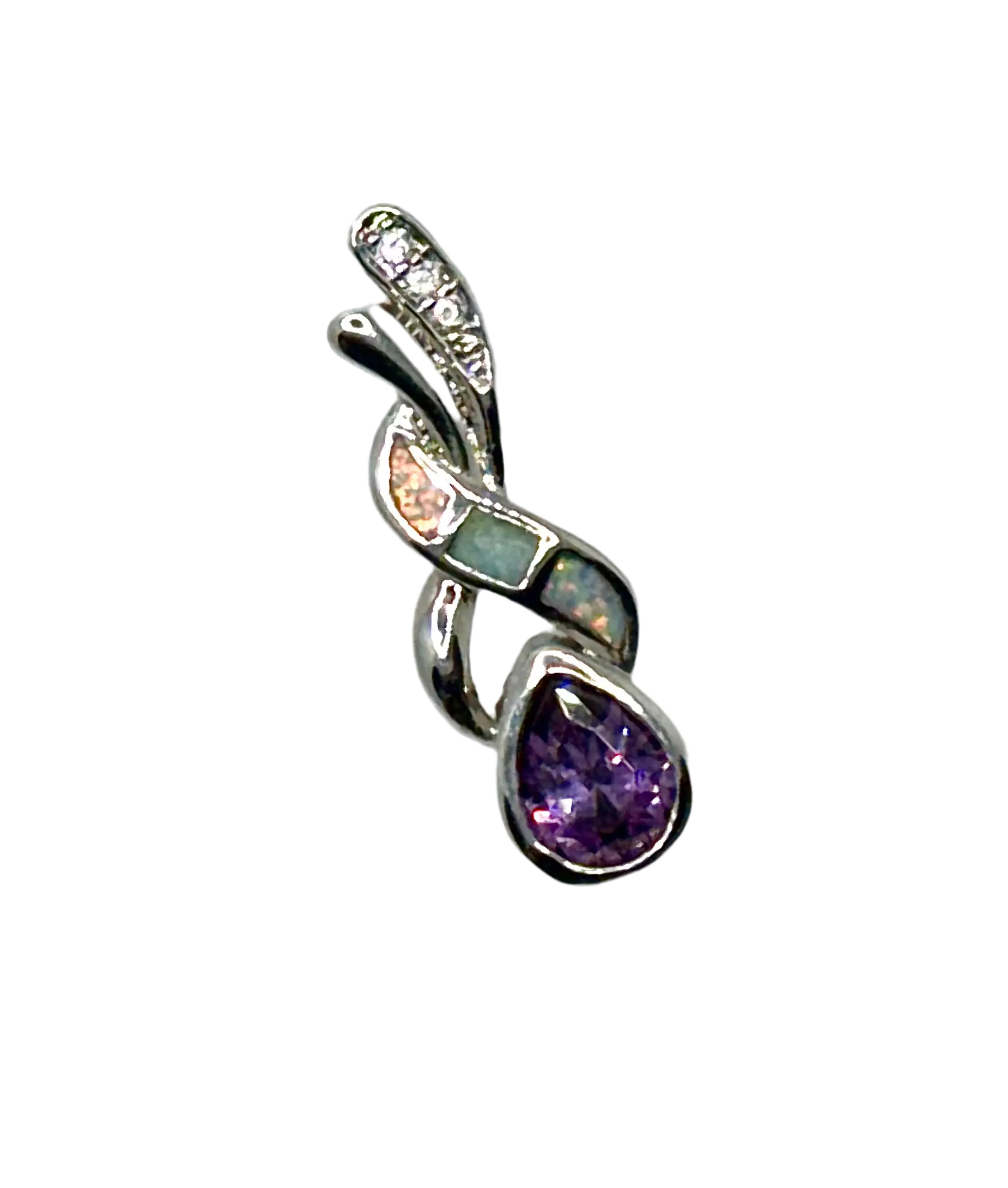 Boho Water Drop Earrings – Purple Crystal & Imitation Blue Fire Opal Studs Generic