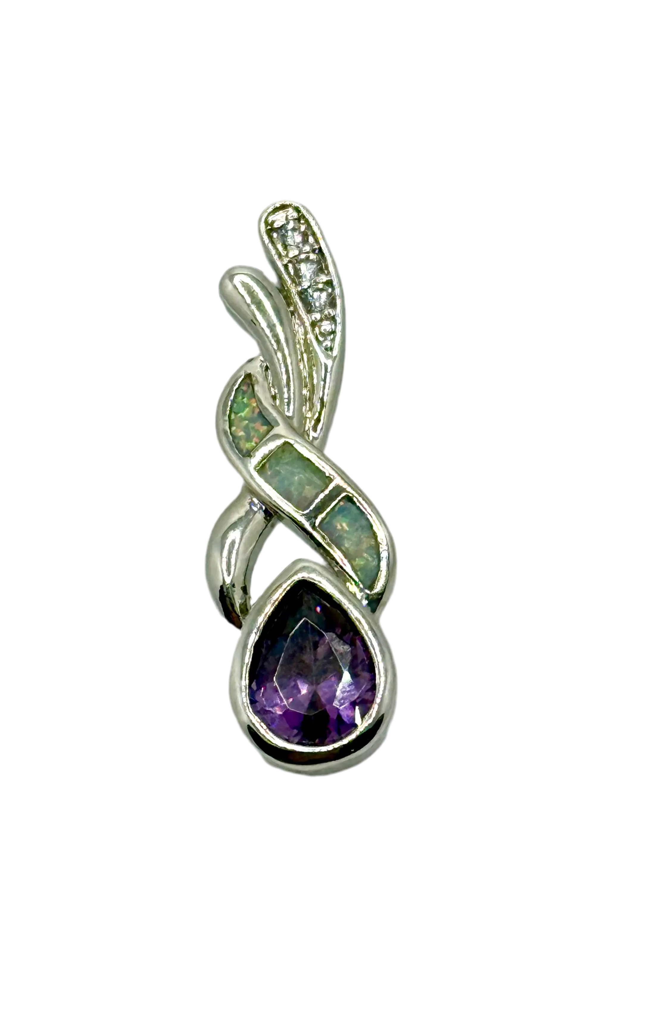 Boho Water Drop Earrings – Purple Crystal & Imitation Blue Fire Opal Studs Generic