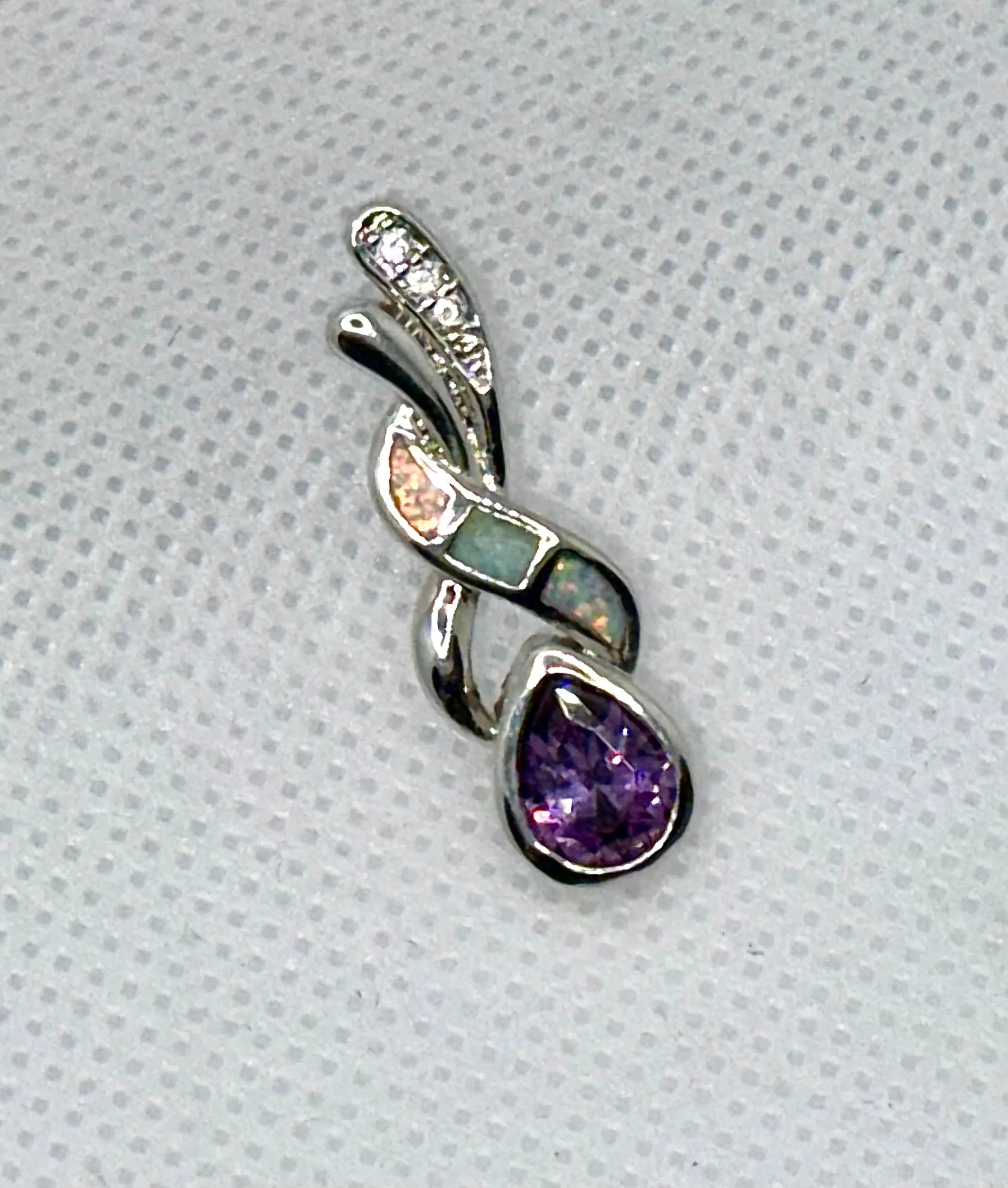 Boho Water Drop Earrings – Purple Crystal & Imitation Blue Fire Opal Studs Generic