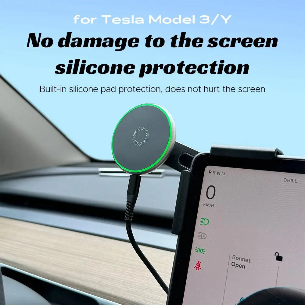 Car Phone Mount Holder 15W Magnetic Wireless Charger for Tesla New Model Y Launch 2025-2020 Model 3 Highland 2024-2017 Generic