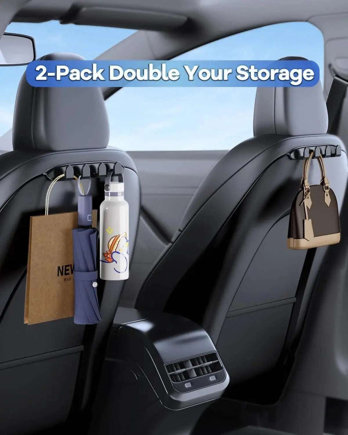 Car Seat Hooks for Tesla Model Y/3 Accessories 2024/2023/2022 Purse Hanger for Car Automotive Seat Back Organizers for Purses Generic