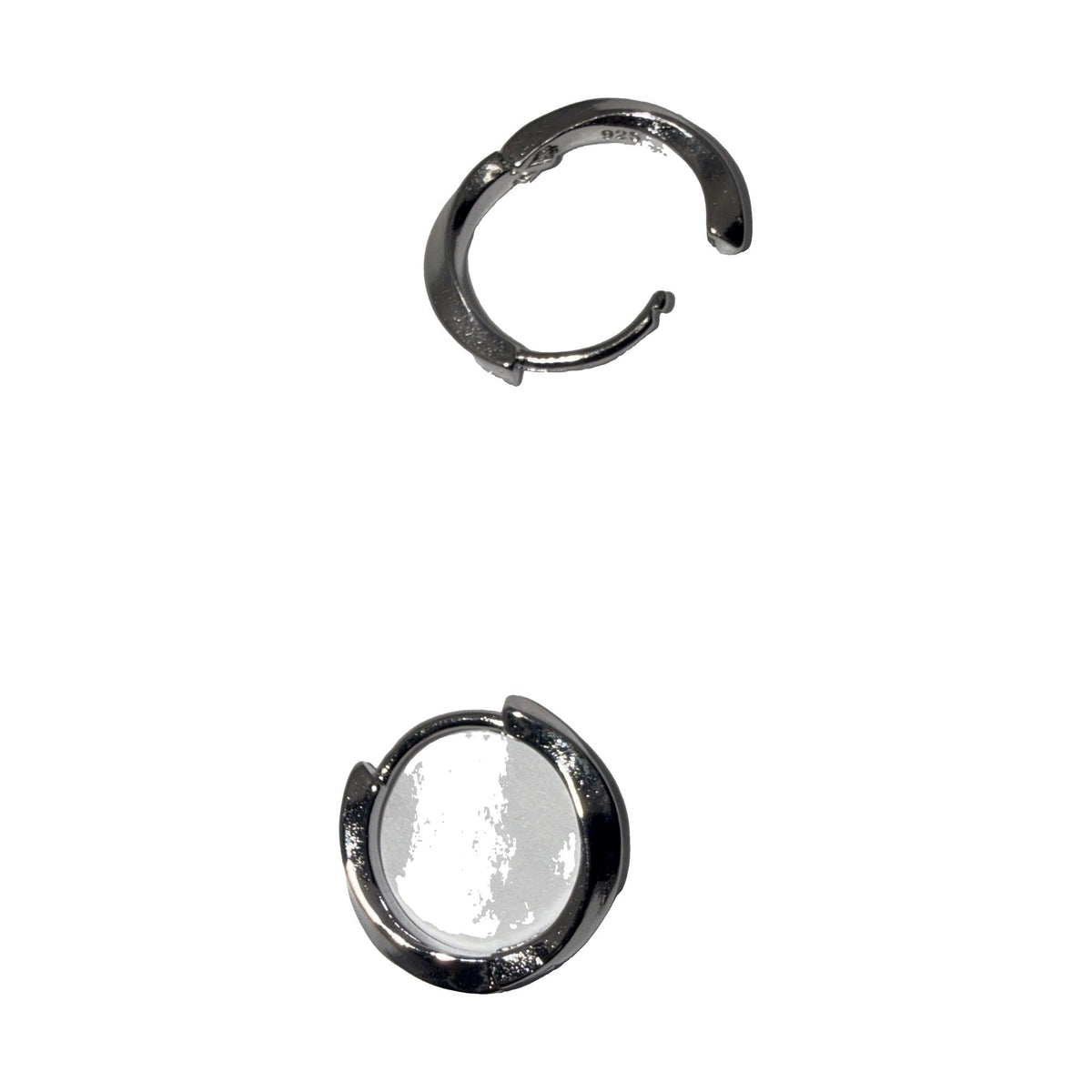 Polished silver-tone wide band huggie hoop earrings