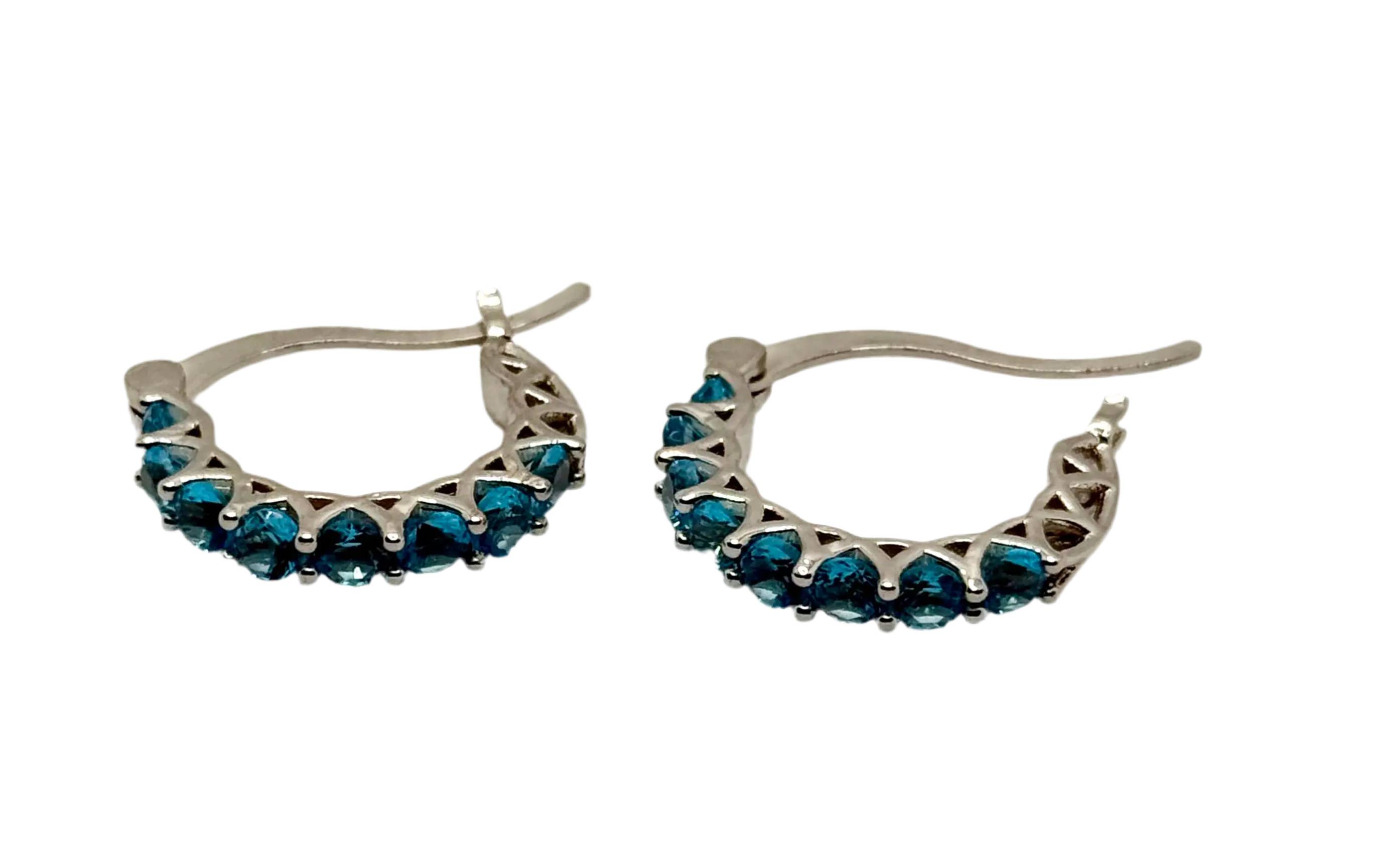 Fashion Hoop Earrings with Blue Topaz – Elegant Zirconia Accessories Generic