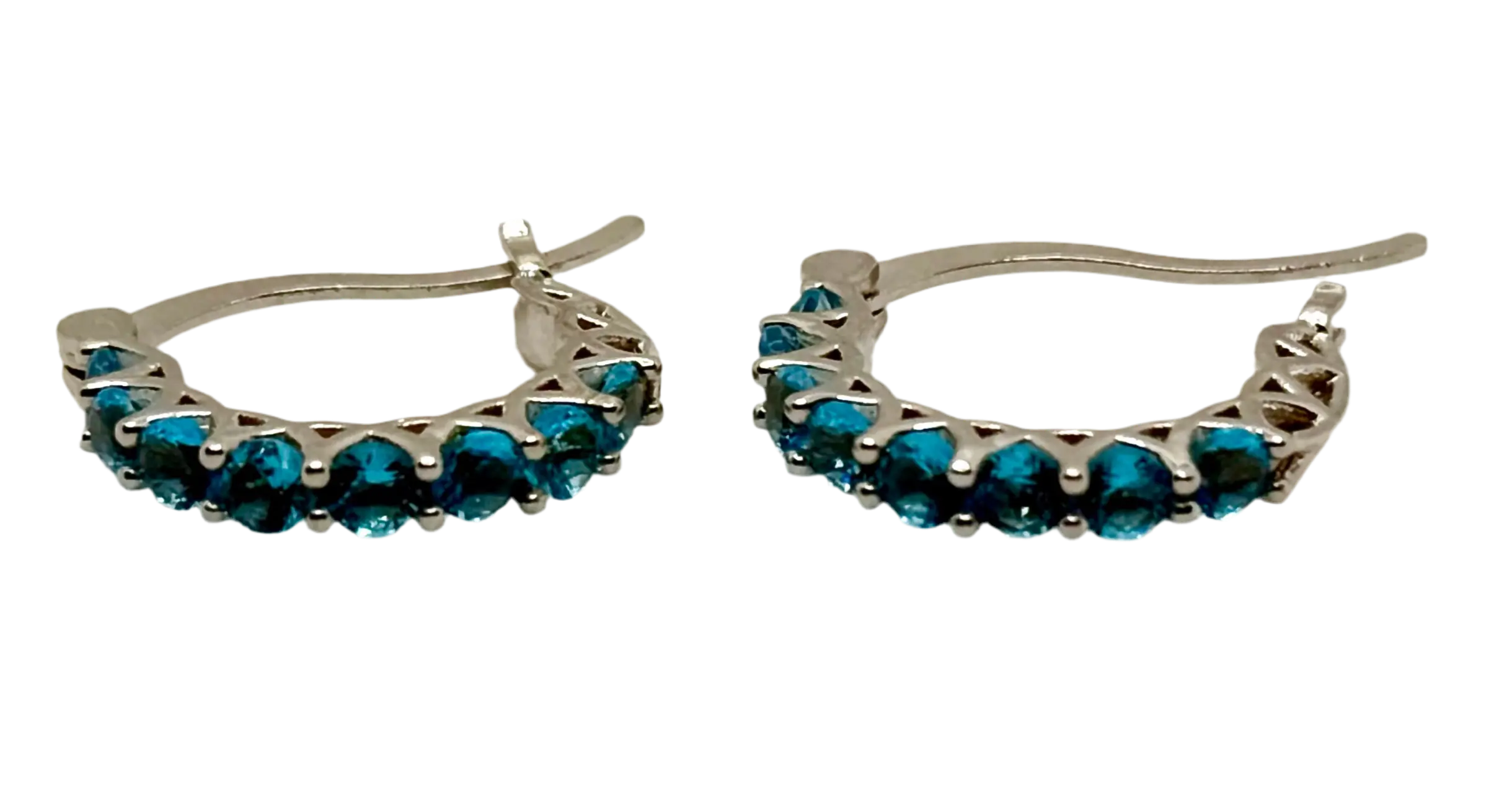 Fashion Hoop Earrings with Blue Topaz – Elegant Zirconia Accessories Generic