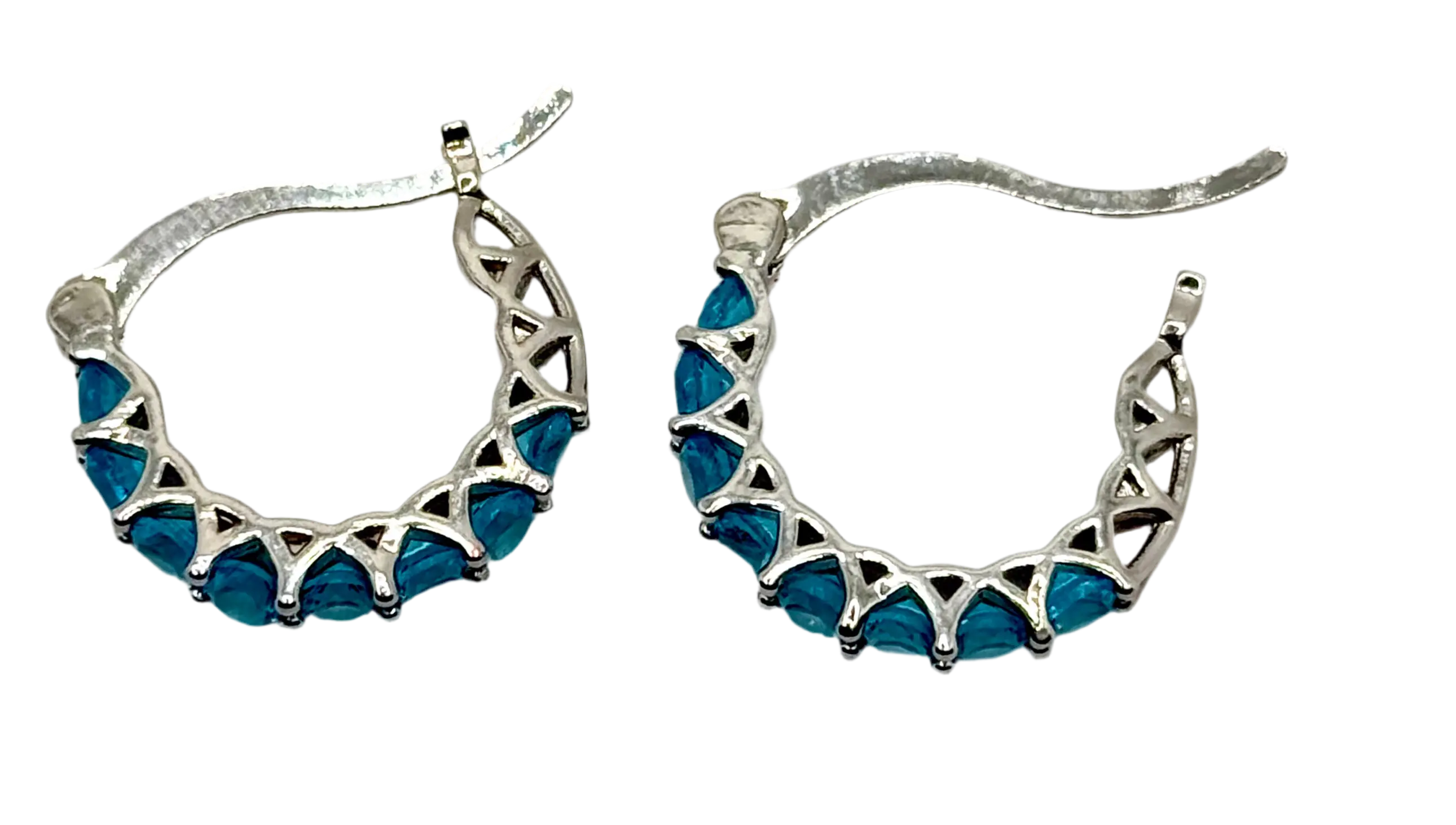 Fashion Hoop Earrings with Blue Topaz – Elegant Zirconia Accessories Generic