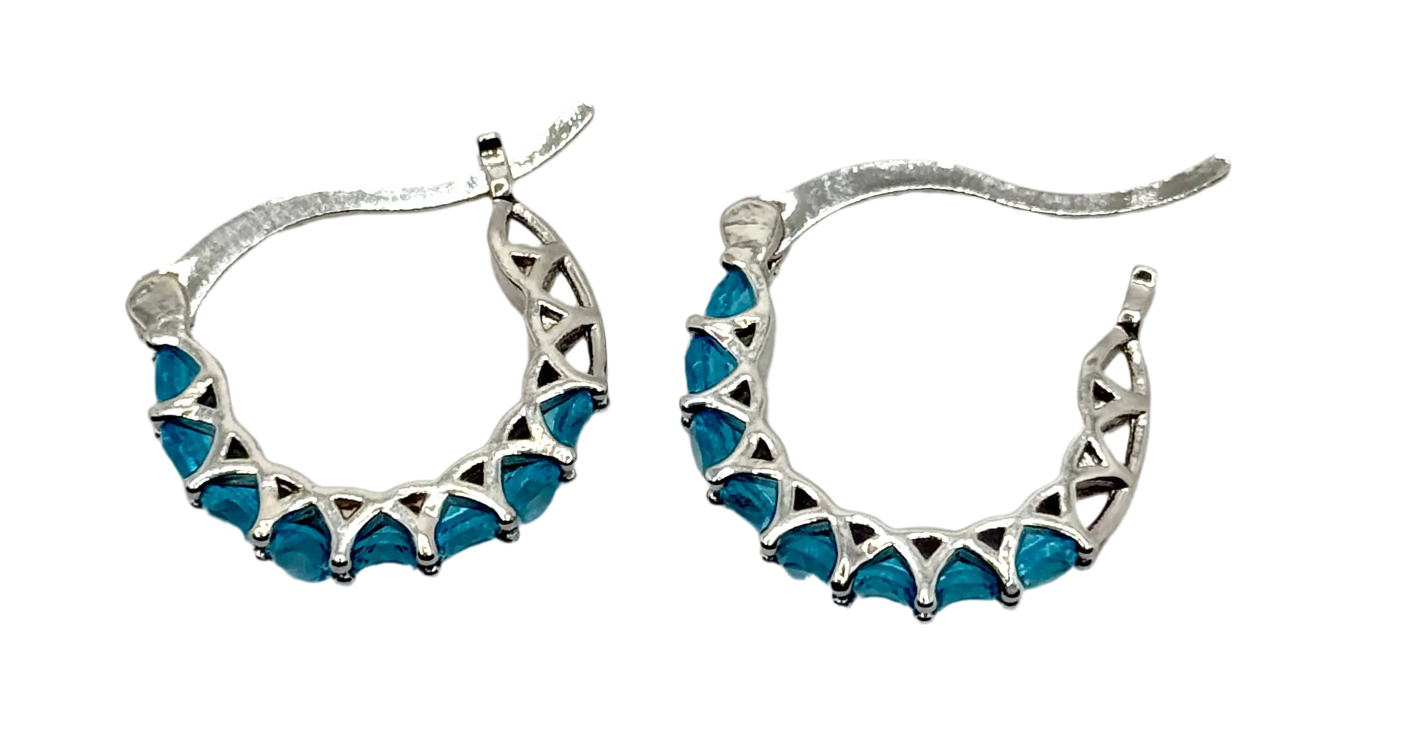 Fashion Hoop Earrings with Blue Topaz – Elegant Zirconia Accessories Trust Media 365 Blue green earring 25.99