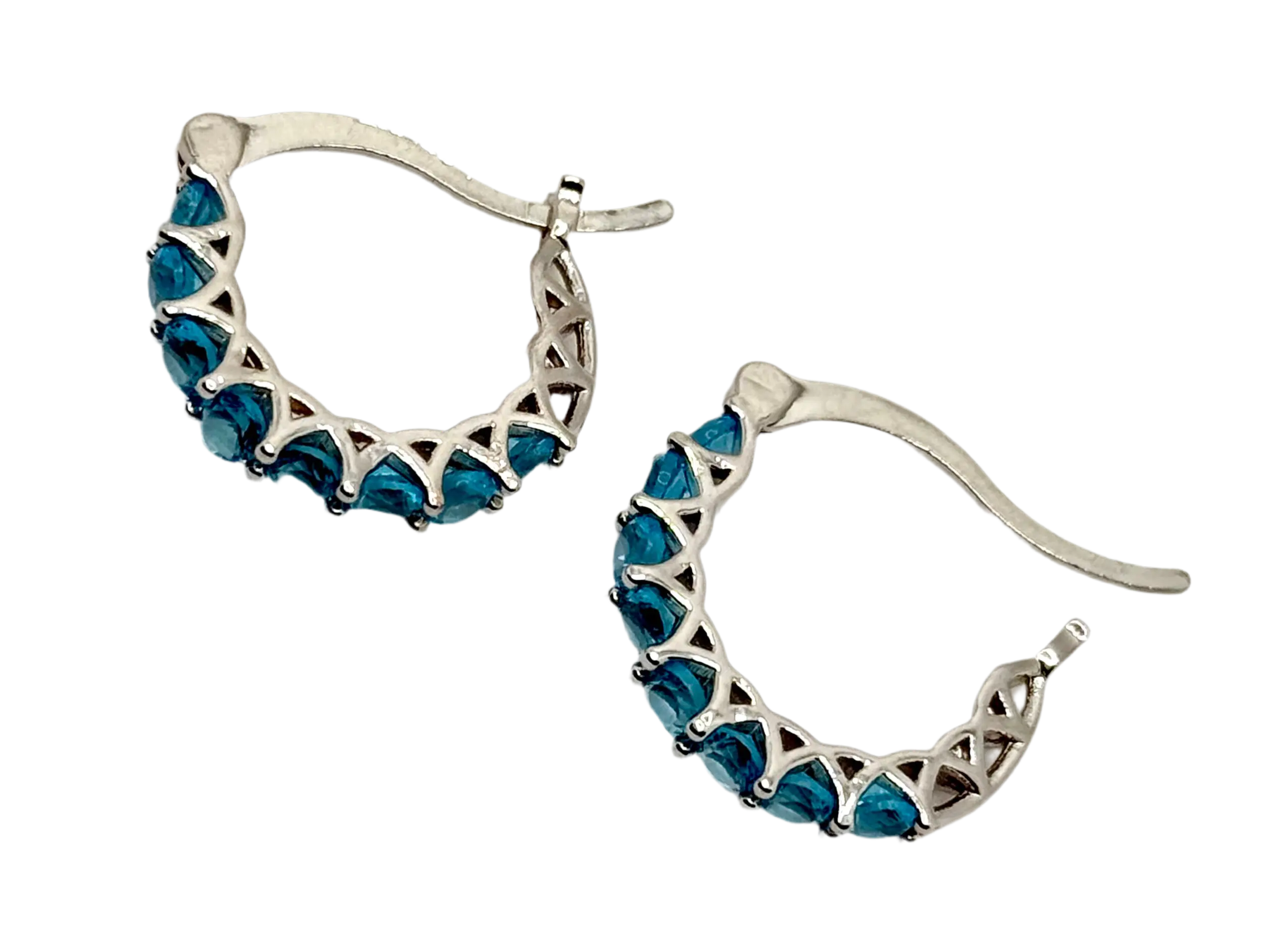 Fashion Hoop Earrings with Blue Topaz – Elegant Zirconia Accessories Generic