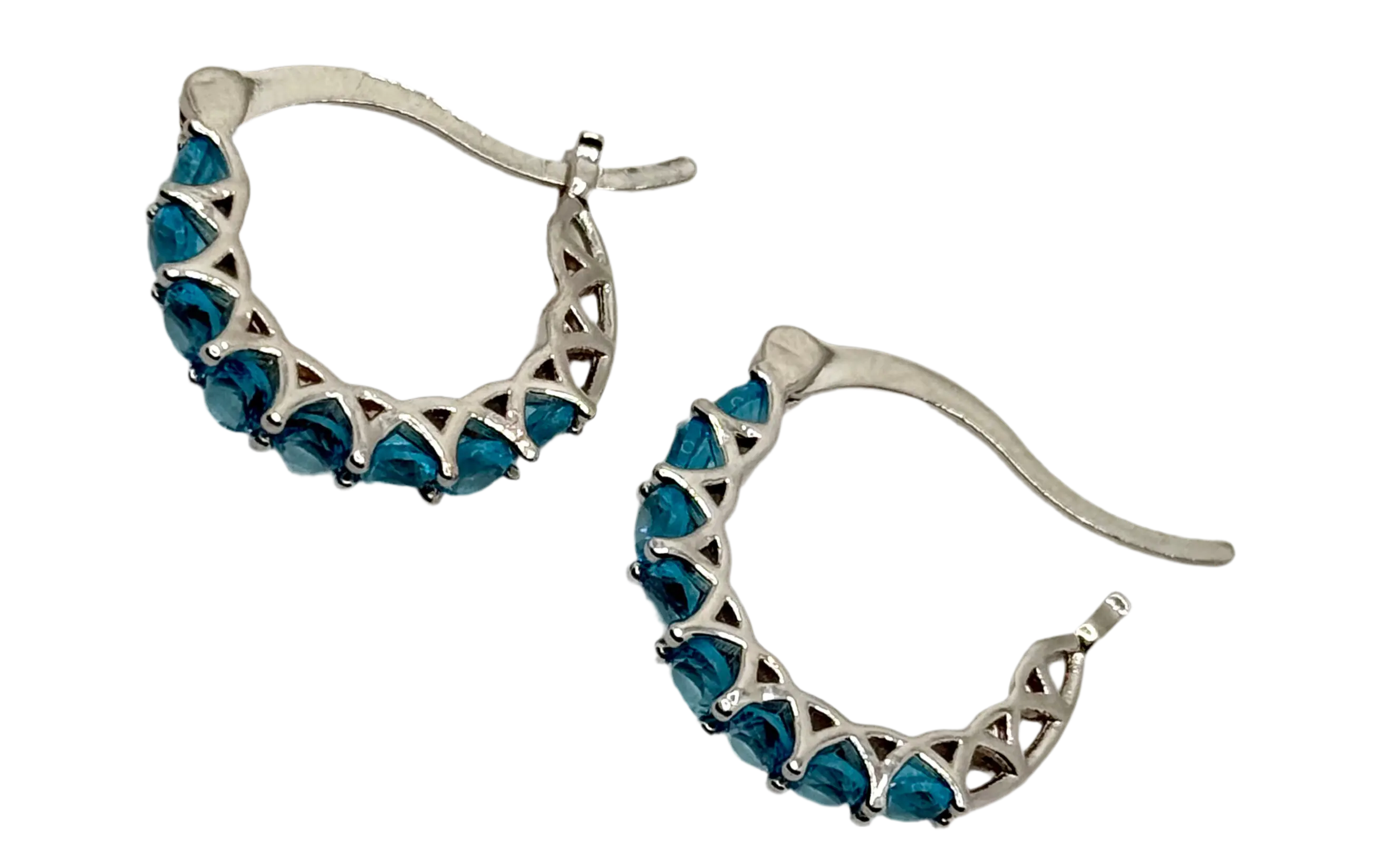 Fashion Hoop Earrings with Blue Topaz – Elegant Zirconia Accessories Trust Media 365 earring