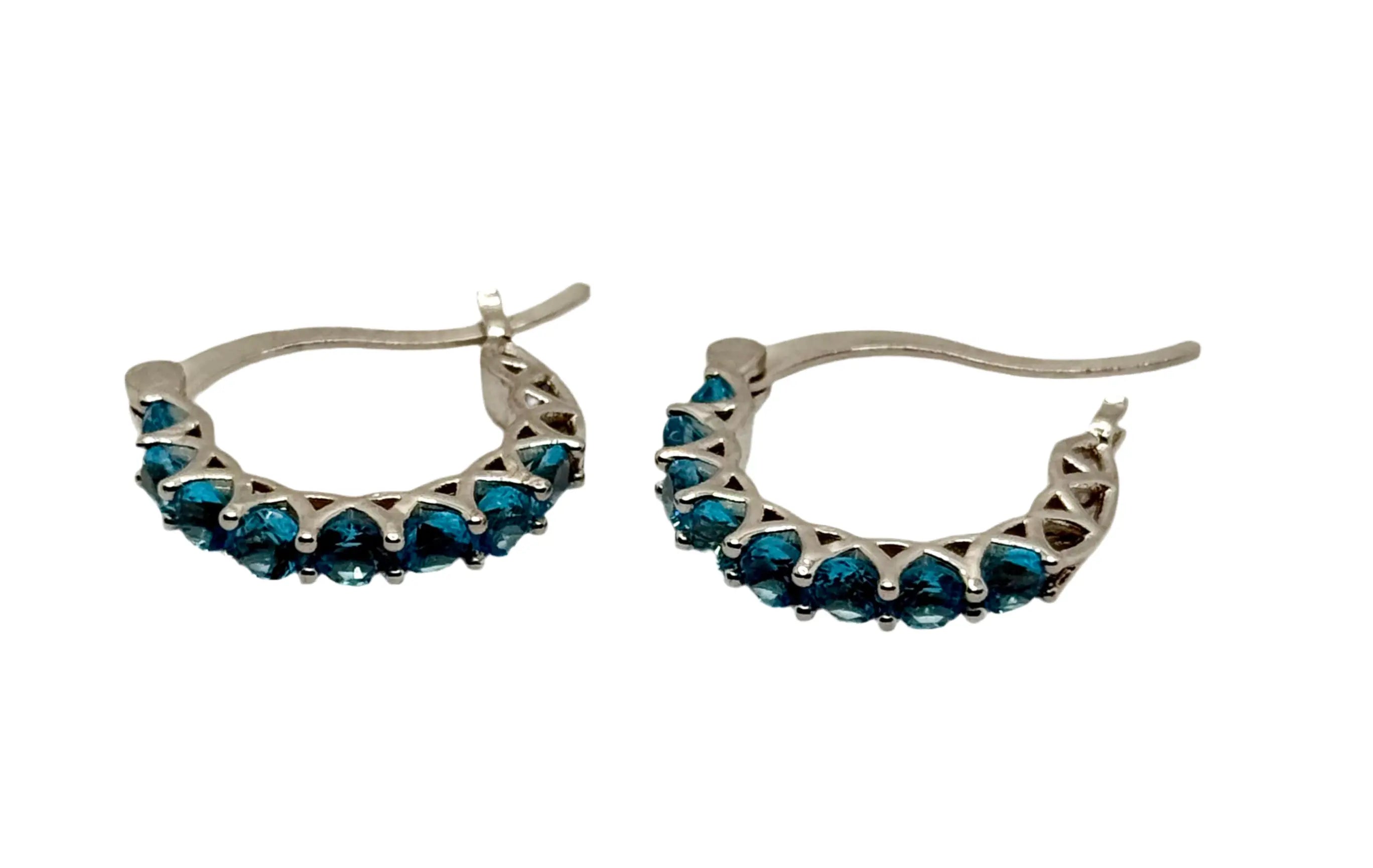 Fashion Hoop Earrings with Blue Topaz – Elegant Zirconia Accessories Trust Media 365 earring