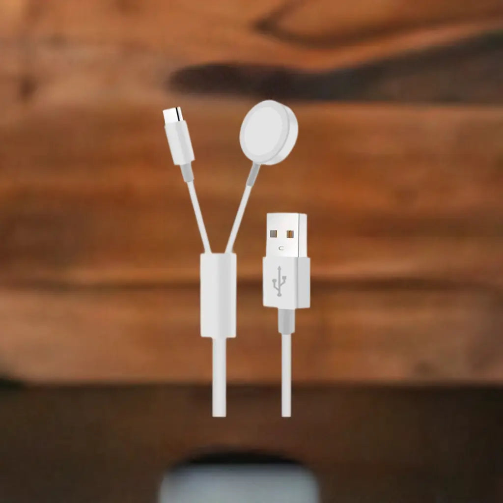 For 2-in-1 Cable: USB-A to Type C and iWatch Magnetic Wireless Charger Trust Media 365 2 in 1 charging cable type c