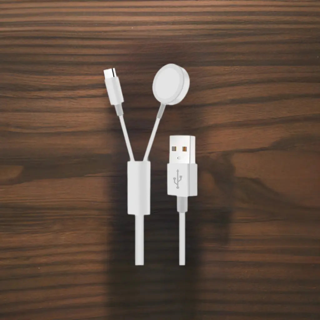 For 2-in-1 Cable: USB-A to Type C and iWatch Magnetic Wireless Charger Trust Media 365 2 in 1 charging cable type c