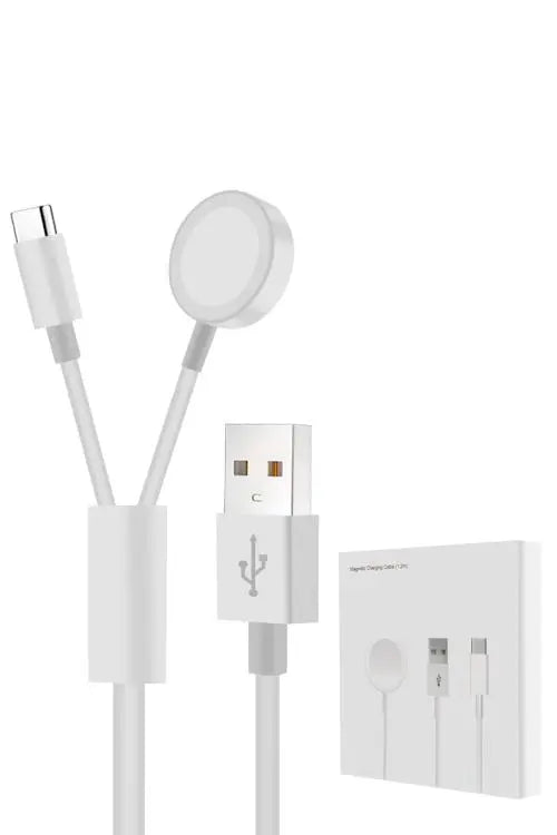 For 2-in-1 Cable: USB-A to Type C and iWatch Magnetic Wireless Charger Trust Media 365 2 in 1 charging cable type c