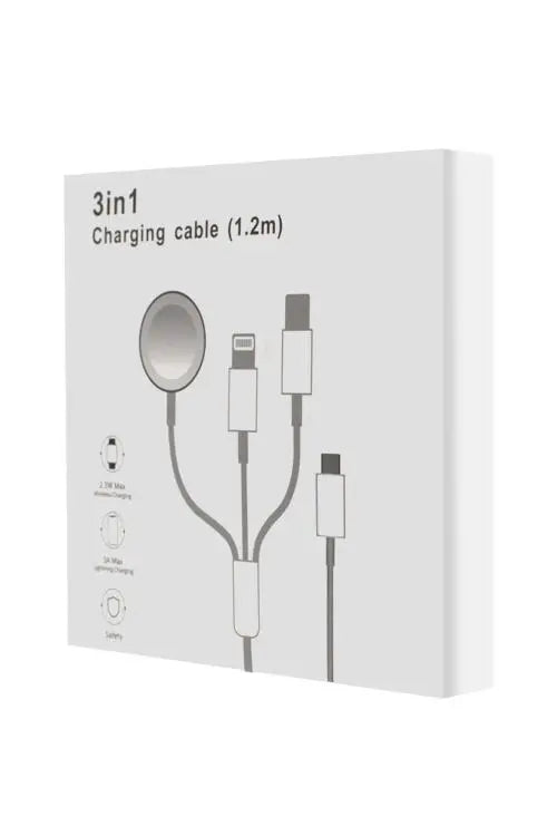 For 3-in-1 Cable: USB-C to Type C, Lightning, and iWatch Magnetic Wireless Charger Trust Media 365 3 in 1 charging cable type c