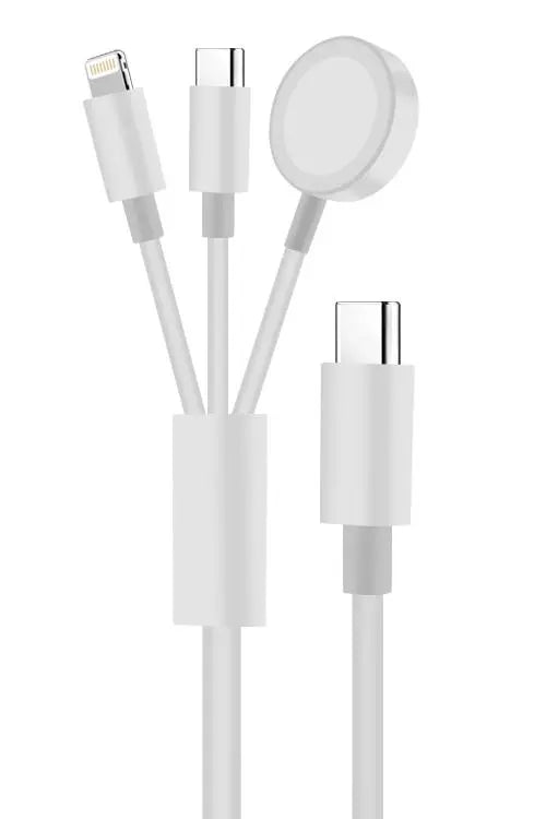 For 3-in-1 Cable: USB-C to Type C, Lightning, and iWatch Magnetic Wireless Charger Trust Media 365 3 in 1 charging cable type c