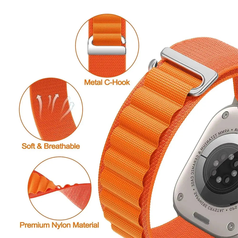 For Alpine Loop Nylon Band for Apple Watch Band 49mm 42mm 44mm 45mm 41mm 40mm 38mm Strap for iWatch Series Ultra 2/SE/9/8/7/6/5/4/3 Generic