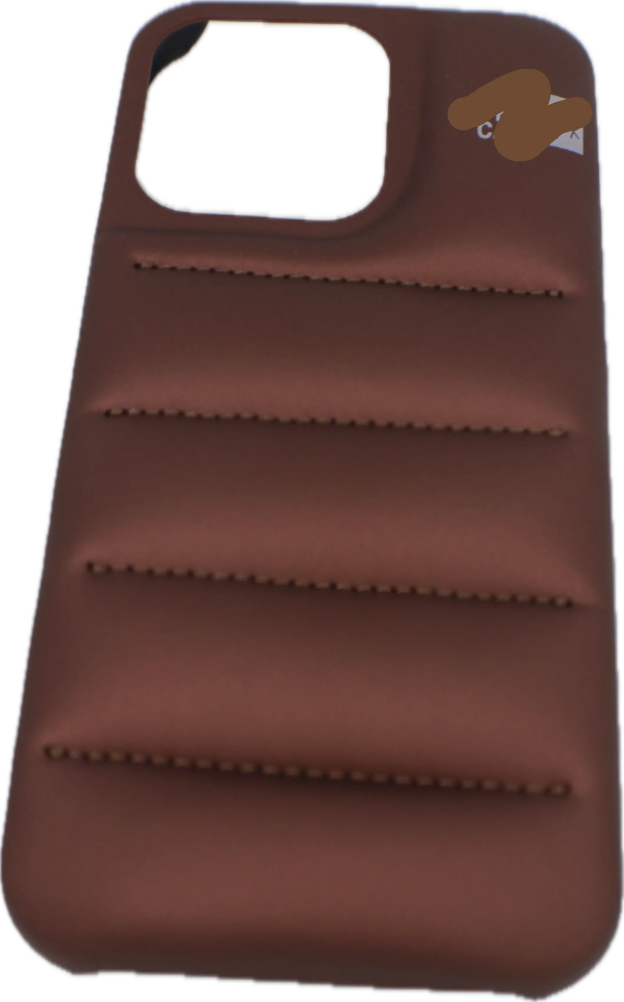 For Fashion Brand Down Jacket Phone Case For iPhone Coffee Copper Color Generic