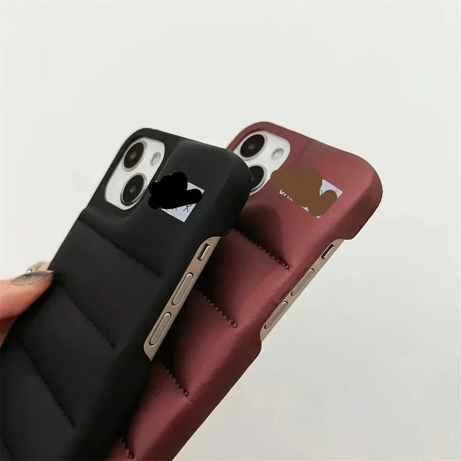 For Fashion Brand Down Jacket Phone Case For iPhone Coffee Copper Color Generic