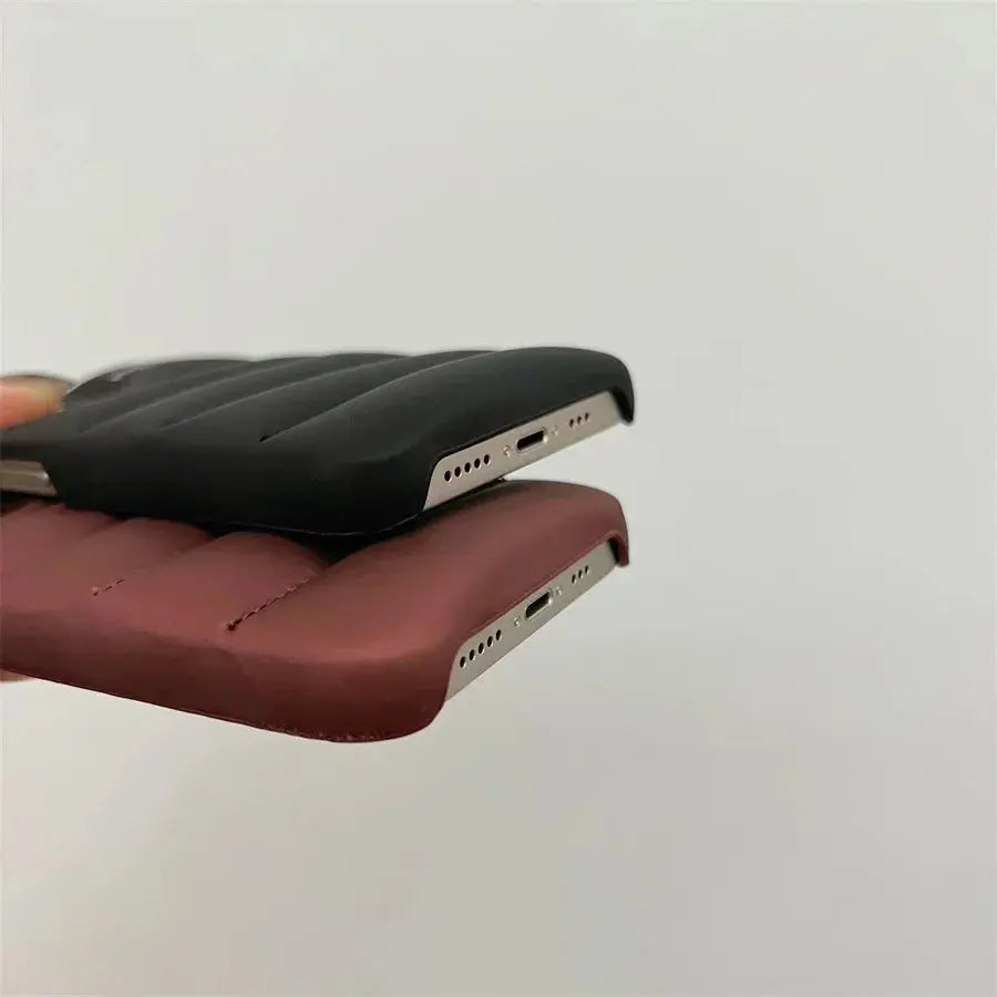 For Fashion Brand Down Jacket Phone Case For iPhone Coffee Copper Color Generic