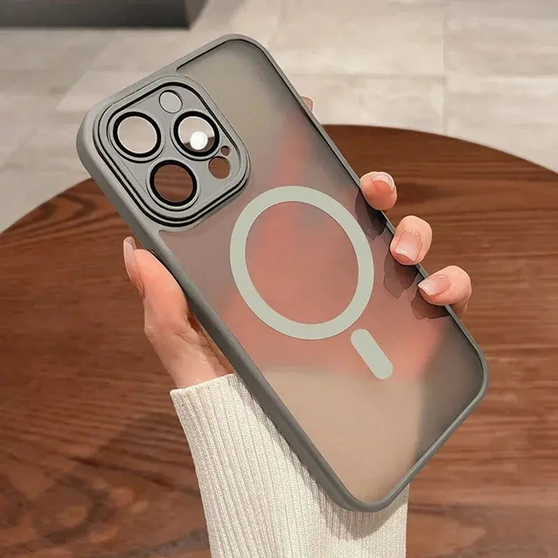 For Matte Armor Magnetic Wireless Charging Case For iPhone Shockproof Lens Protection Grey Matte Generic