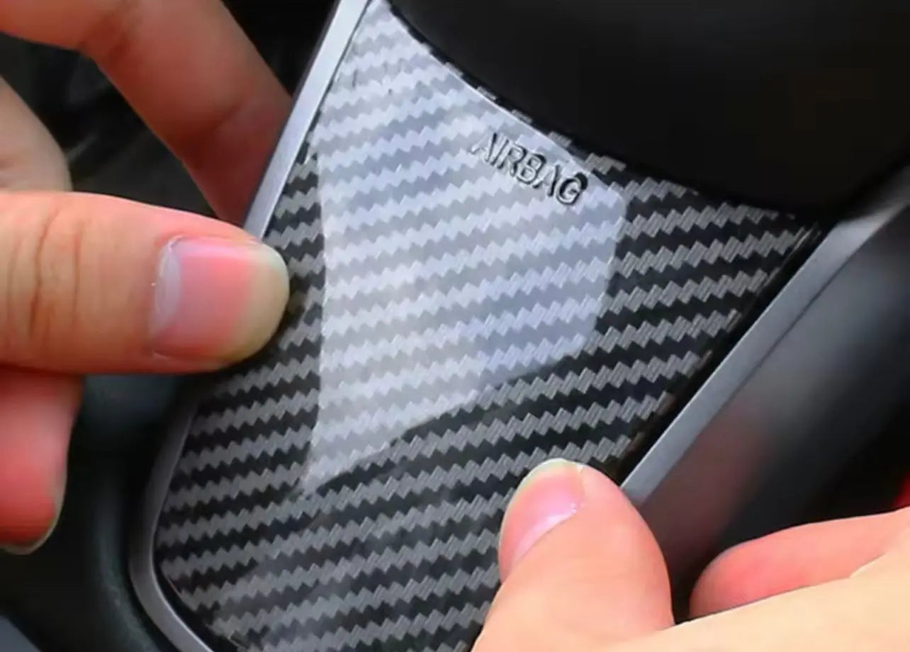 For Tesla Model 3 Model Y Steering Wheel Trim Of ABS Carbon Fiber Matte For Tesla 2022/2023 Interior Modified Accessories Generic