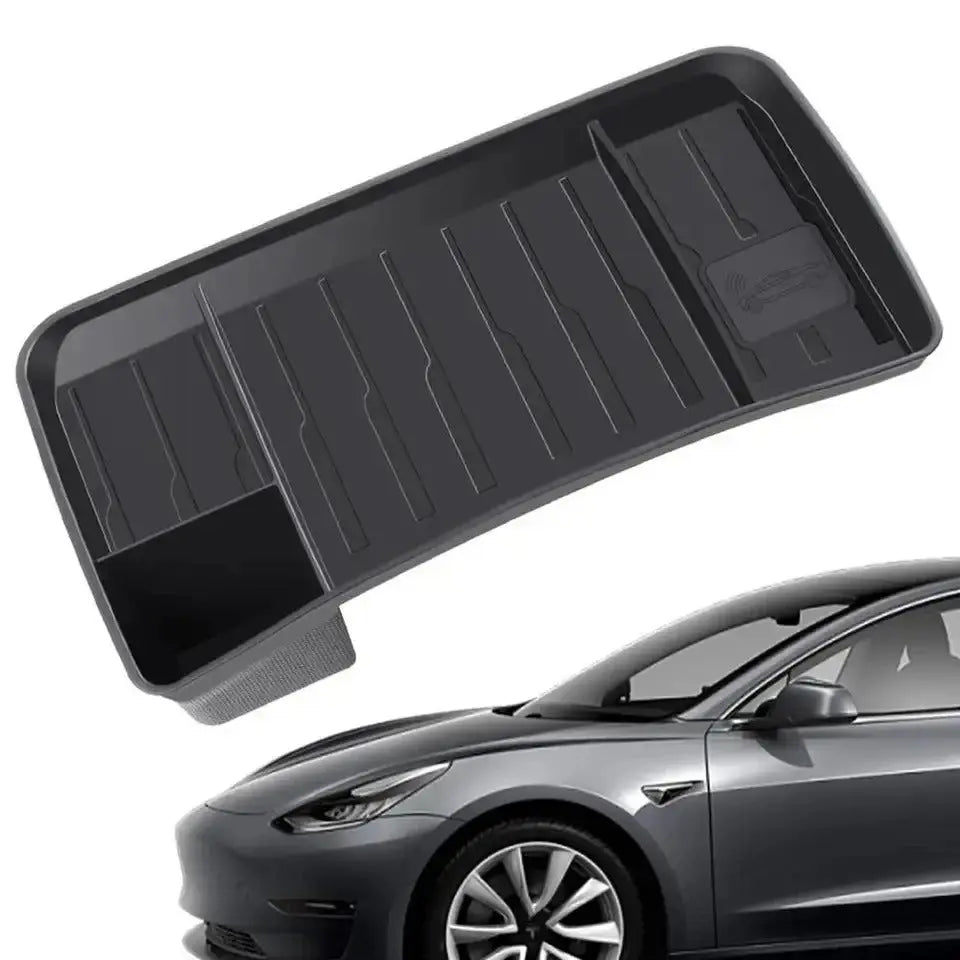 For Tesla Model 3 Y Screen Rear Storage Box Organizer Magnetic Storage Invisible ETC Sunglasses Tray Tissue Box Accessories TRUST 365 Media