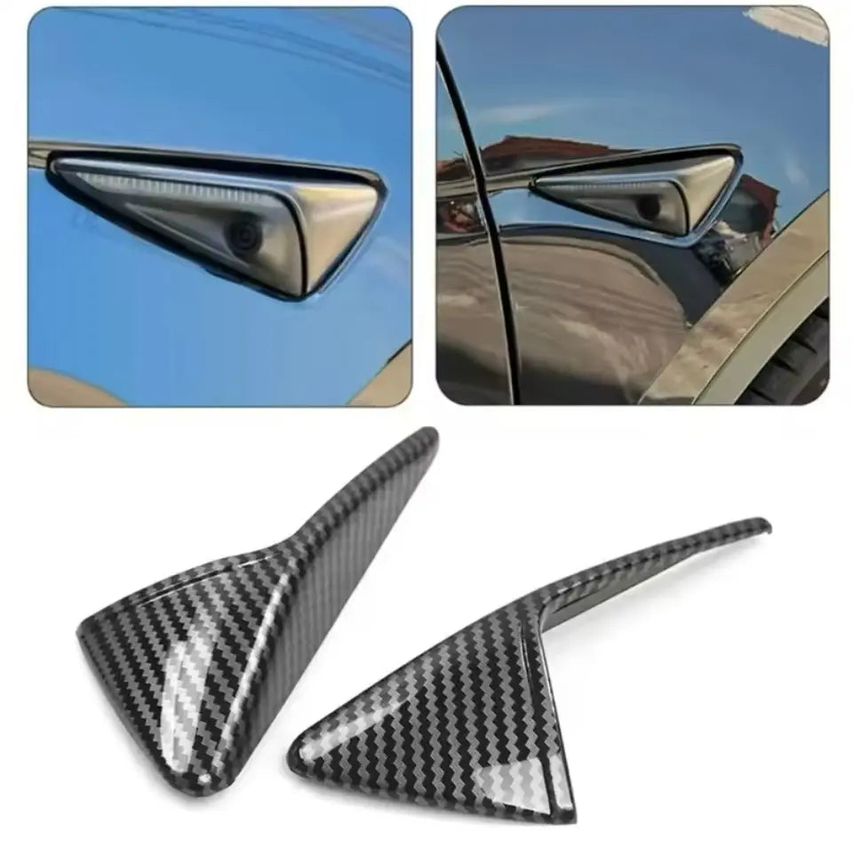 For Tesla Model 3/Y Side Camera Protection Cover Carbon Fiber Fender Trim Cover Car Modification Accessories Tesla 2017-2024 Generic