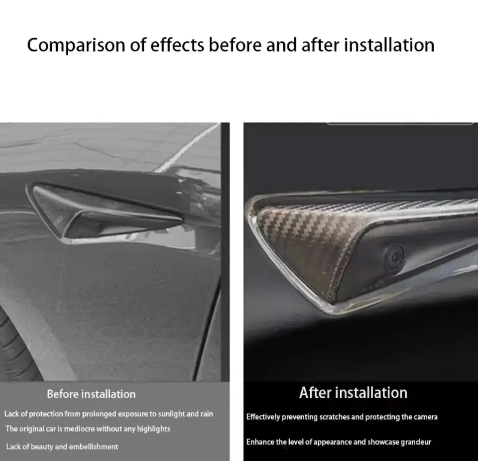 For Tesla Model 3/Y Side Camera Protection Cover Carbon Fiber Fender Trim Cover Car Modification Accessories Tesla 2017-2024 Generic