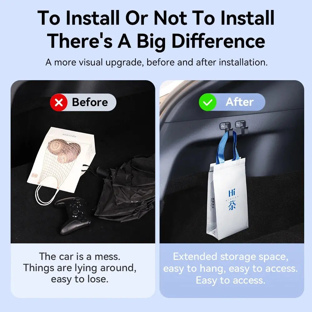 For Tesla Model Y 2021-2024 Rear Trunk Hook Seat Button for Shopping Bag Holder Umbrella Hanger Storage Car Interior TRUST 365 Media