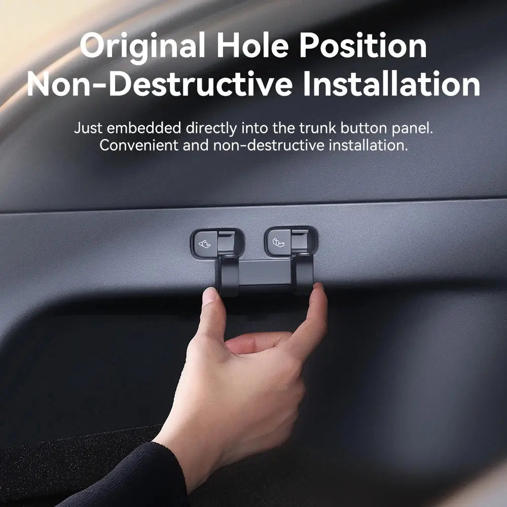 For Tesla Model Y 2021-2024 Rear Trunk Hook Seat Button for Shopping Bag Holder Umbrella Hanger Storage Car Interior TRUST 365 Media