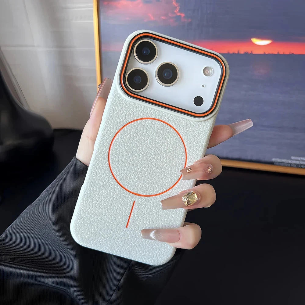 For iPhone 17 Magnetic Case Luxury Leather Texture Magnetic Case For iPhone 17 Air 16 15 14 Plus 13 12 11 Pro Max For Magsafe Shockproof Soft TPU Cover Perfect Stock New TRUST 365 Media