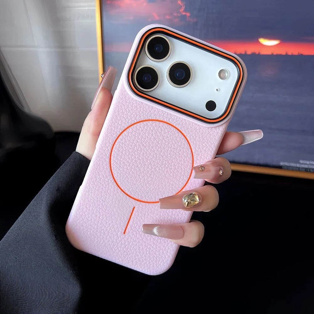 For iPhone 17 Magnetic Case Luxury Leather Texture Magnetic Case For iPhone 17 Air 16 15 14 Plus 13 12 11 Pro Max For Magsafe Shockproof Soft TPU Cover Perfect Stock New TRUST 365 Media