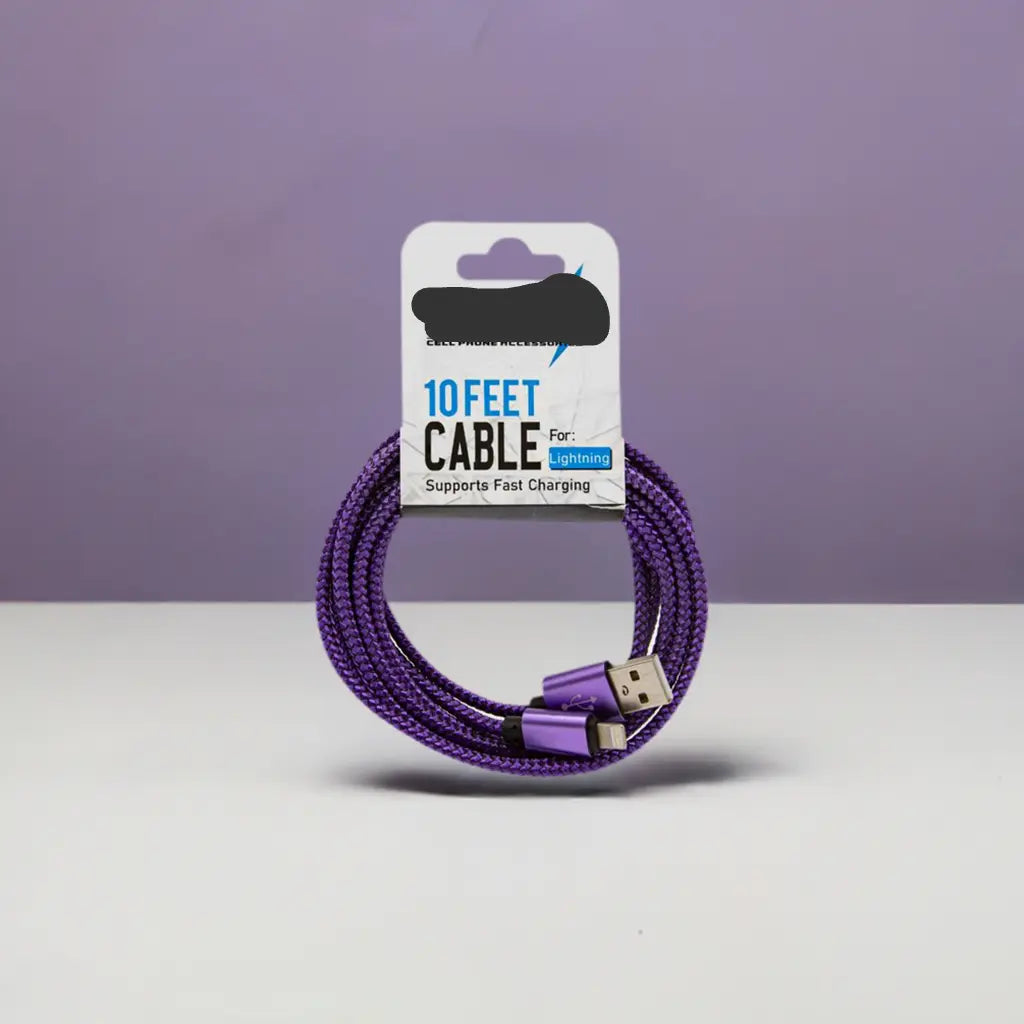 Lightning 10FT Super Cable Purple or Pink Fast Charging Generic