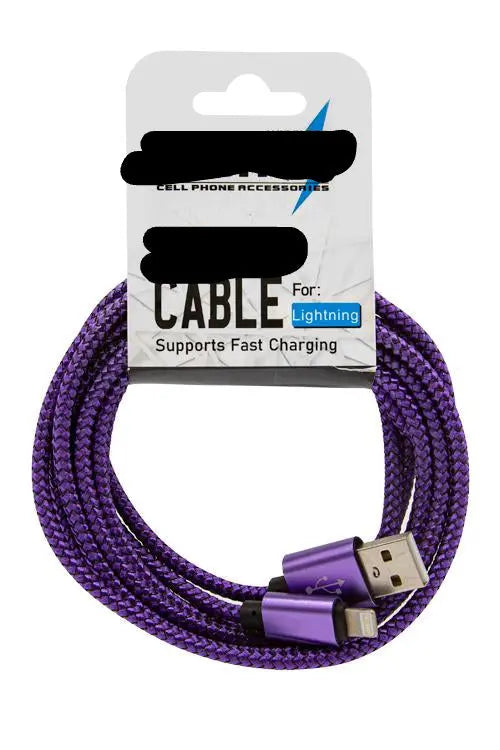 Lightning 10FT Super Cable Purple or Pink Fast Charging Trust Media 365 lighting cable 10 ft