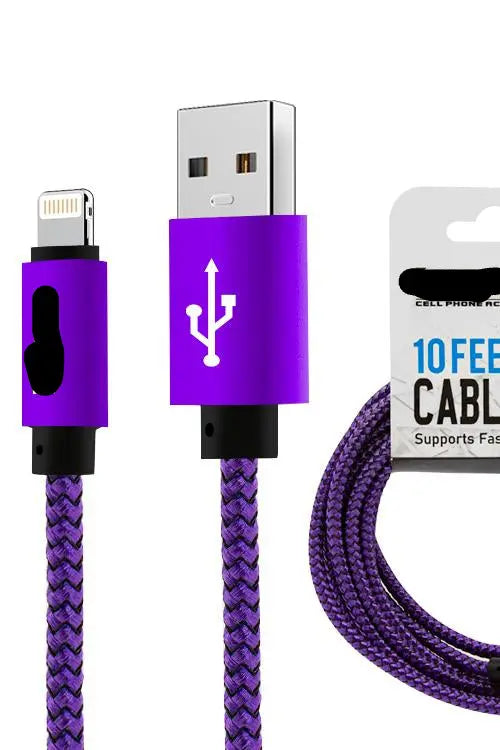 Lightning 10FT Super Cable Purple or Pink Fast Charging Generic