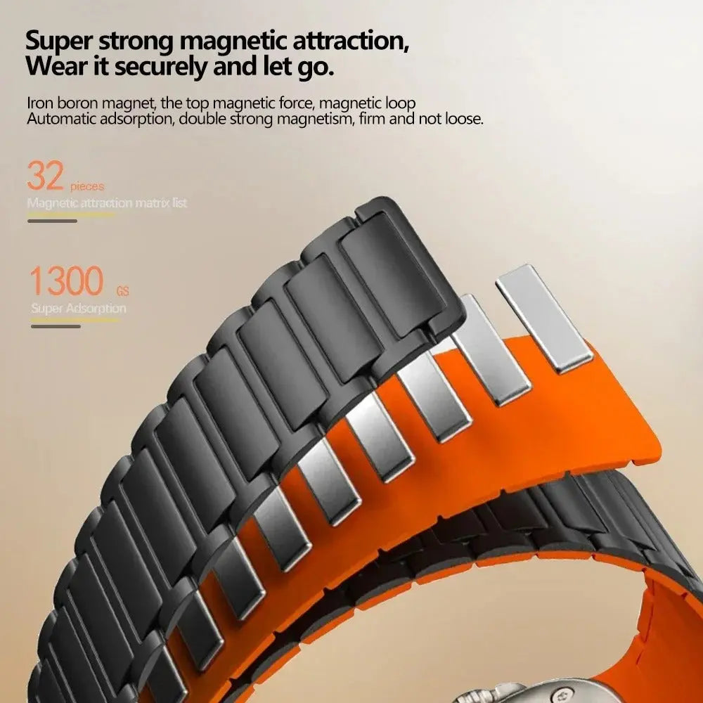Magnetic Loop for Apple Watch Bands 44mm 40mm 49mm 45mm 41mm 38mm Silicone Bracelet iWatch Series 9 8 7 6 5 4 3 Se ultra 2 strap Generic