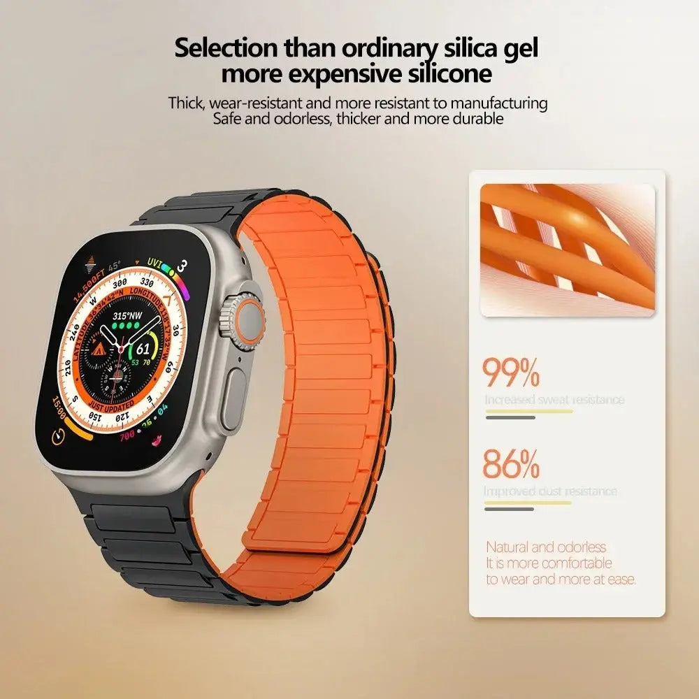Magnetic Loop for Apple Watch Bands 44mm 40mm 49mm 45mm 41mm 38mm Silicone Bracelet iWatch Series 9 8 7 6 5 4 3 Se ultra 2 strap Generic