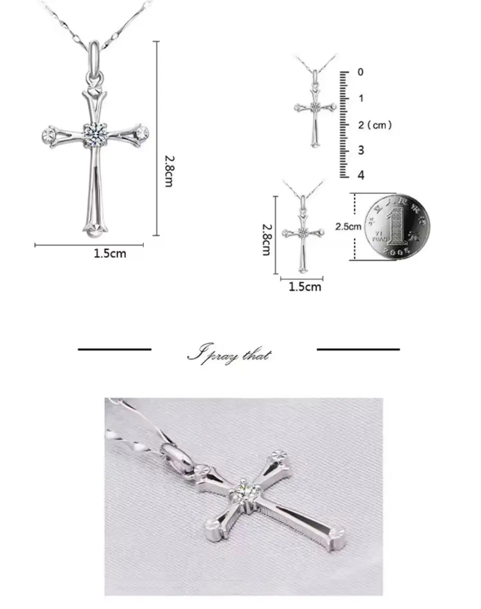 New Trendy 925 Sterling Silver Necklaces For Women Simple Personality Cross Pendant Jewelry Lady Anniversary Accessories Trust Media 365 Necklace
