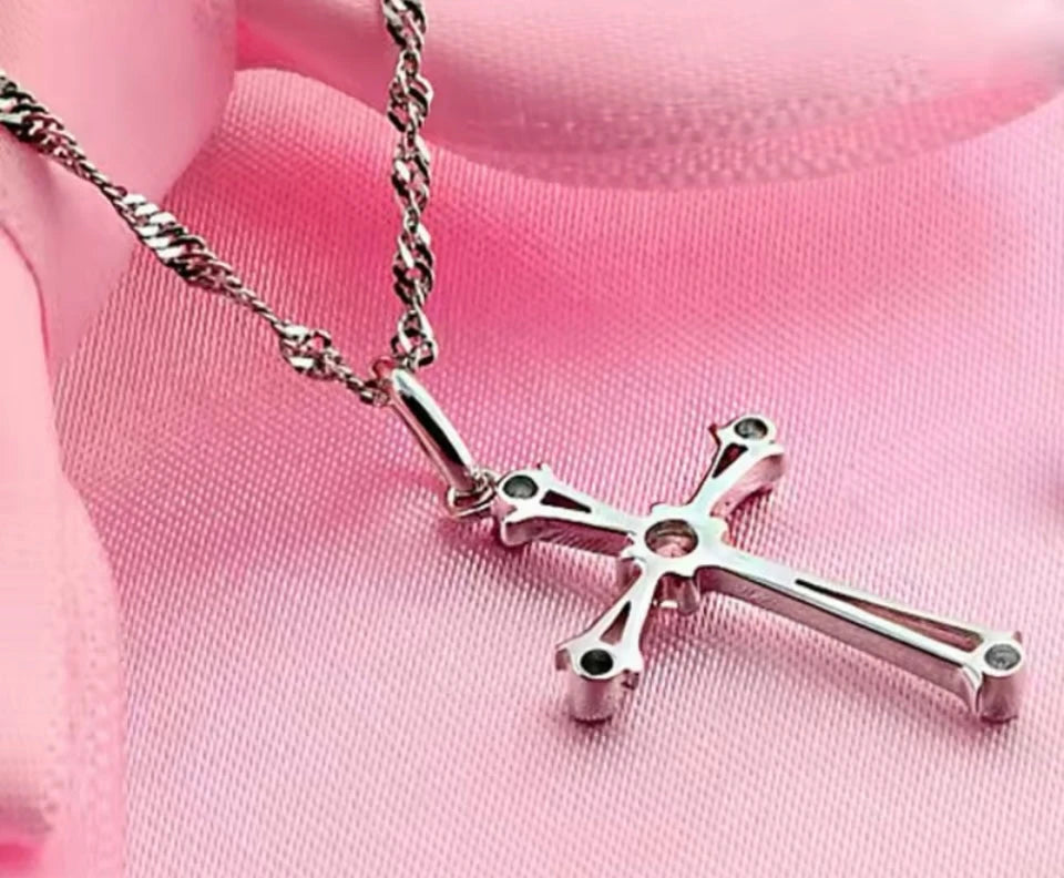 New Trendy 925 Sterling Silver Necklaces For Women Simple Personality Cross Pendant Jewelry Lady Anniversary Accessories Trust Media 365 Necklace
