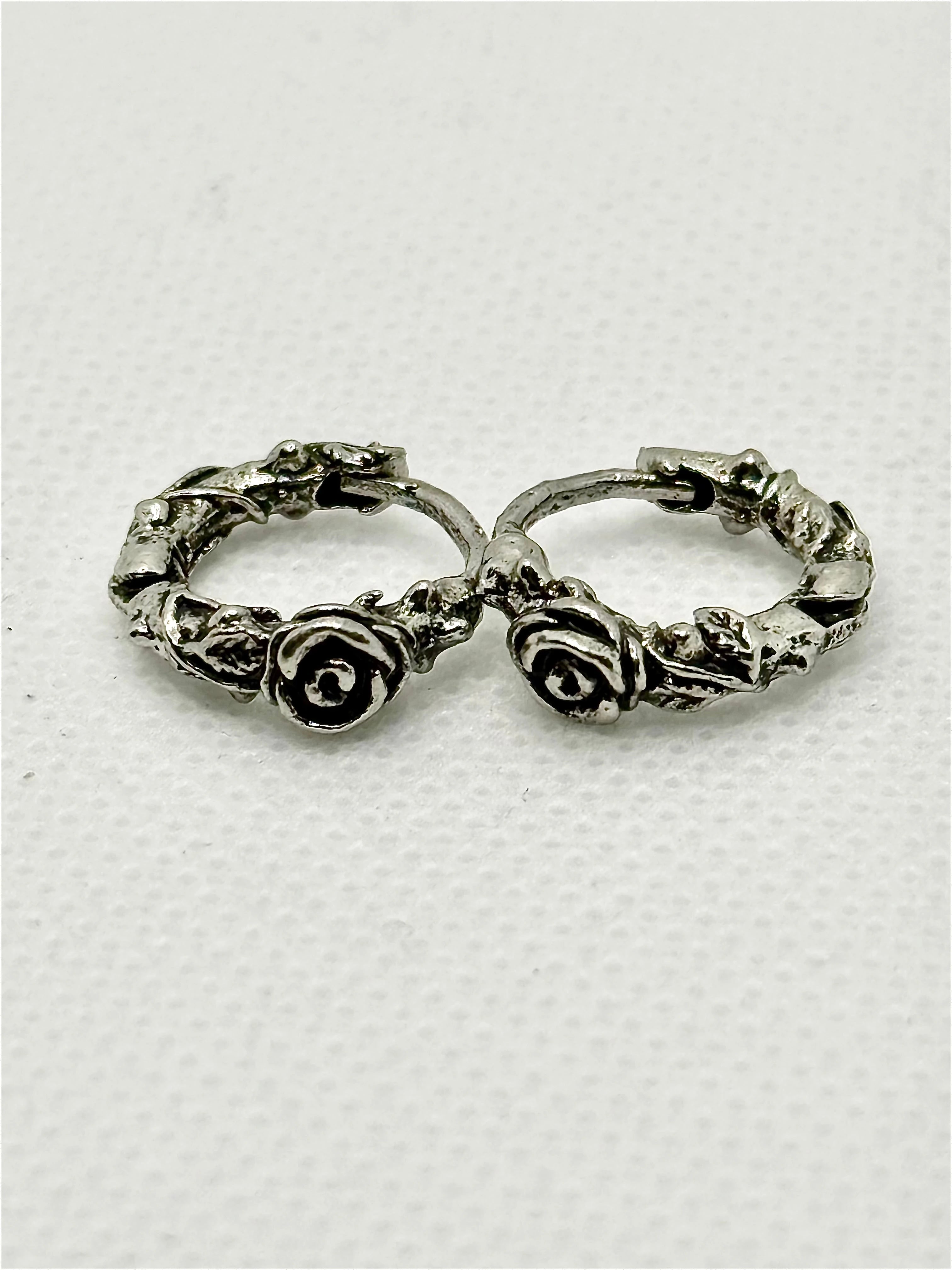 Retro Timbo Rose Hoop Earrings – Trendy 925 Sterling Silver Statement Generic