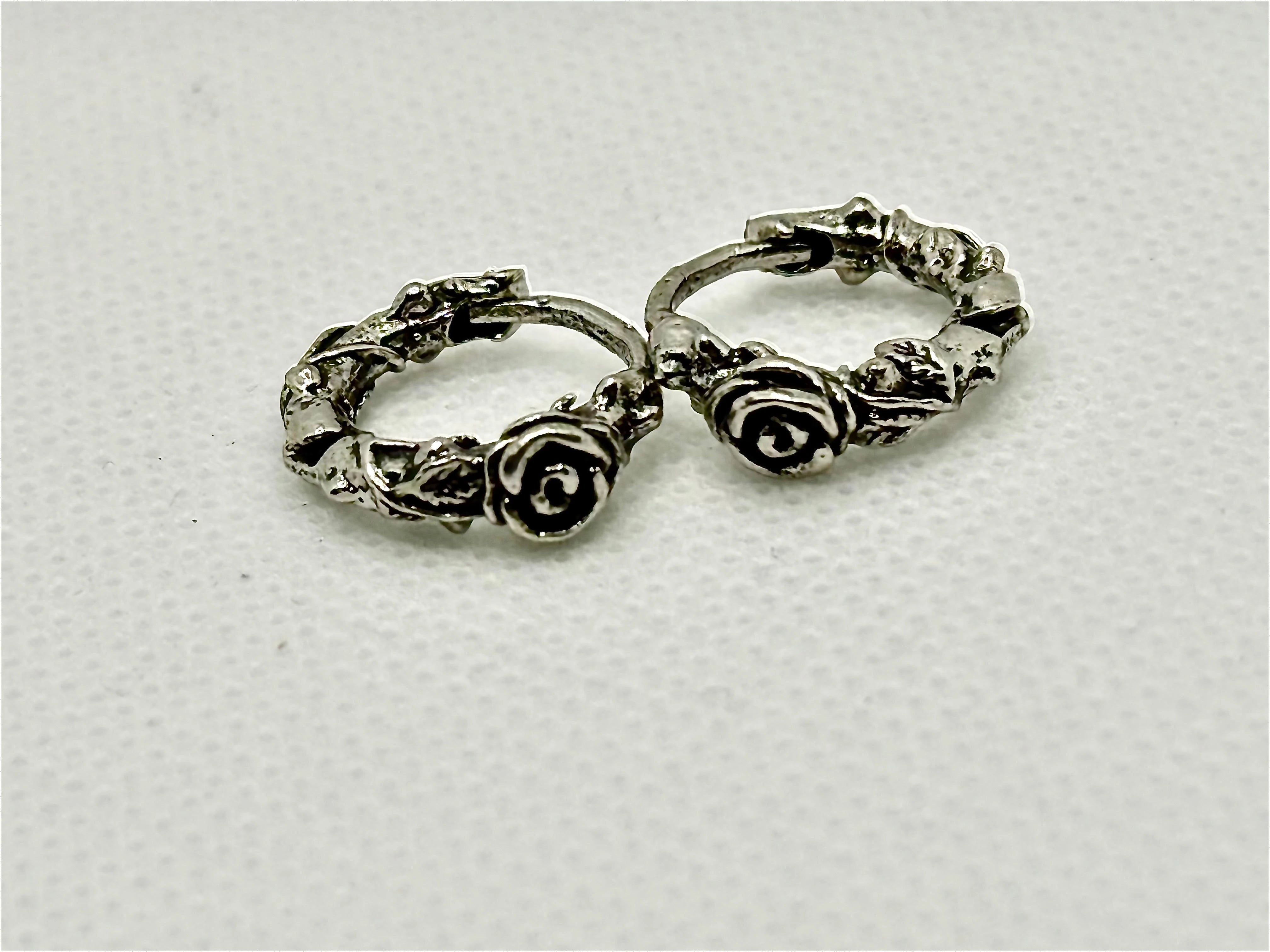 Retro Timbo Rose Hoop Earrings – Trendy 925 Sterling Silver Statement Generic
